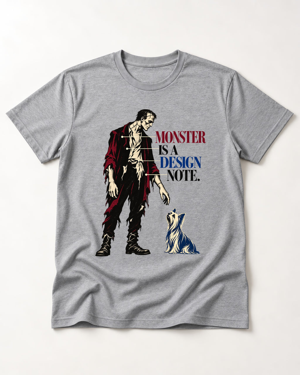 Yorkshire Terrier Monster T-Shirt in Sport Grey, flat lay product photo