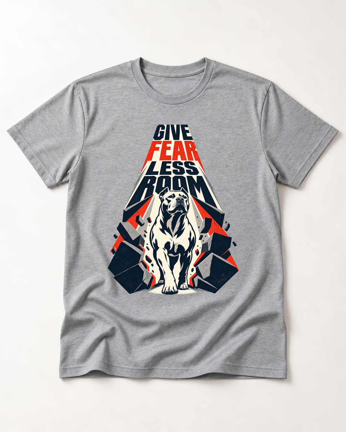 Pitbull Give Fear Less Room Breakthrough Graphic T-Shirt in Sport Grey, flat lay product photo