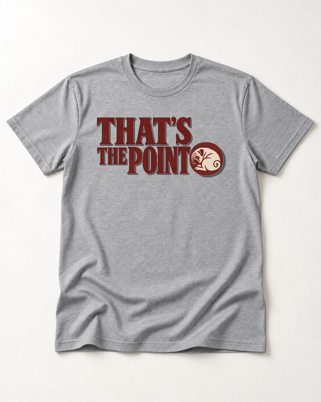 Pug's the Point T-Shirt in Sport Grey, flat lay product photo