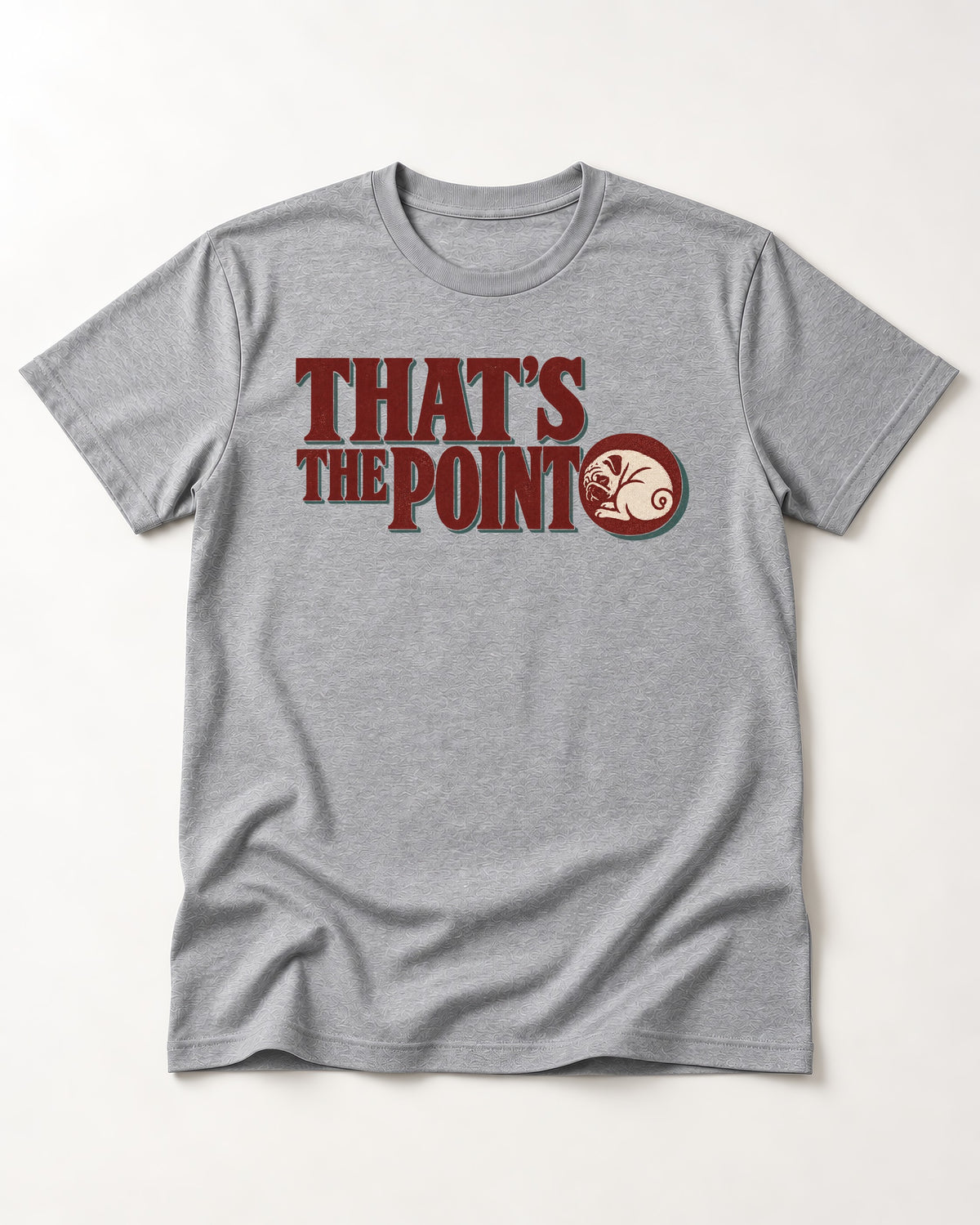 Pug's the Point T-Shirt in Sport Grey, flat lay product photo