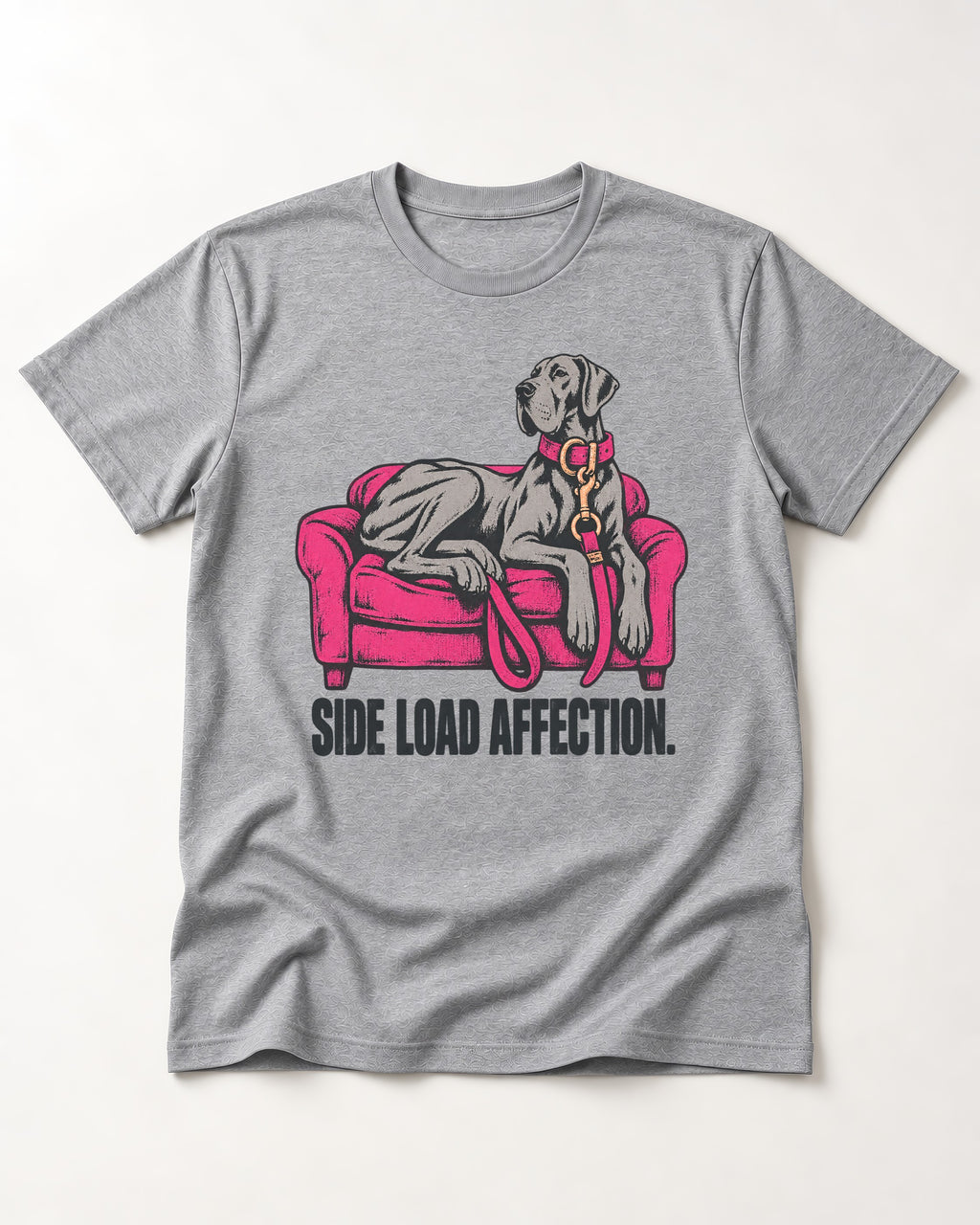 Great Dane Side Load Affection T-Shirt in Sport Grey, flat lay product photo