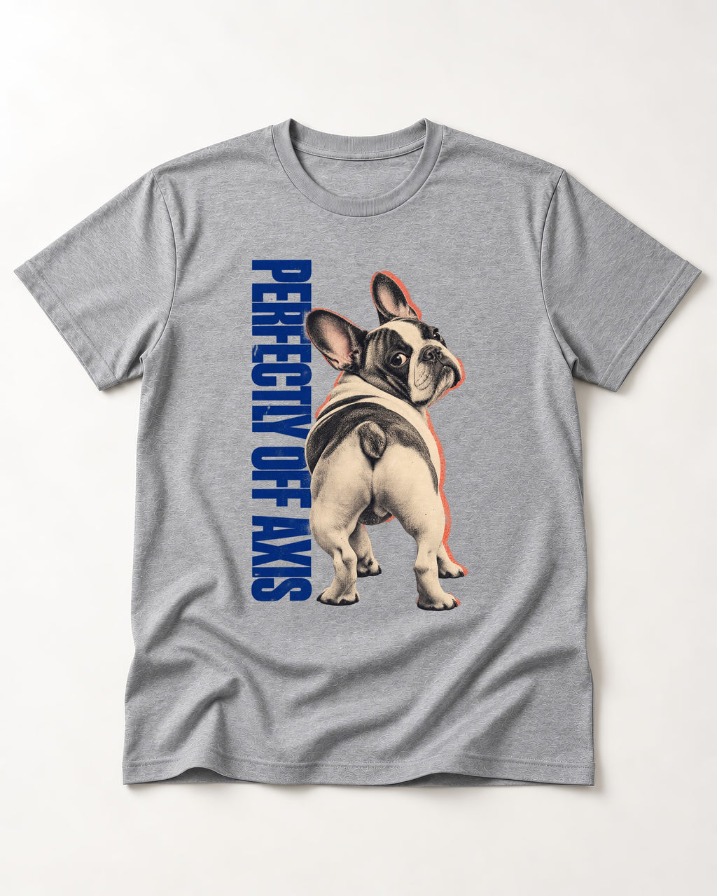 Perfectly Off Axis Frenchie T-Shirt in Sport Grey, flat lay product photo