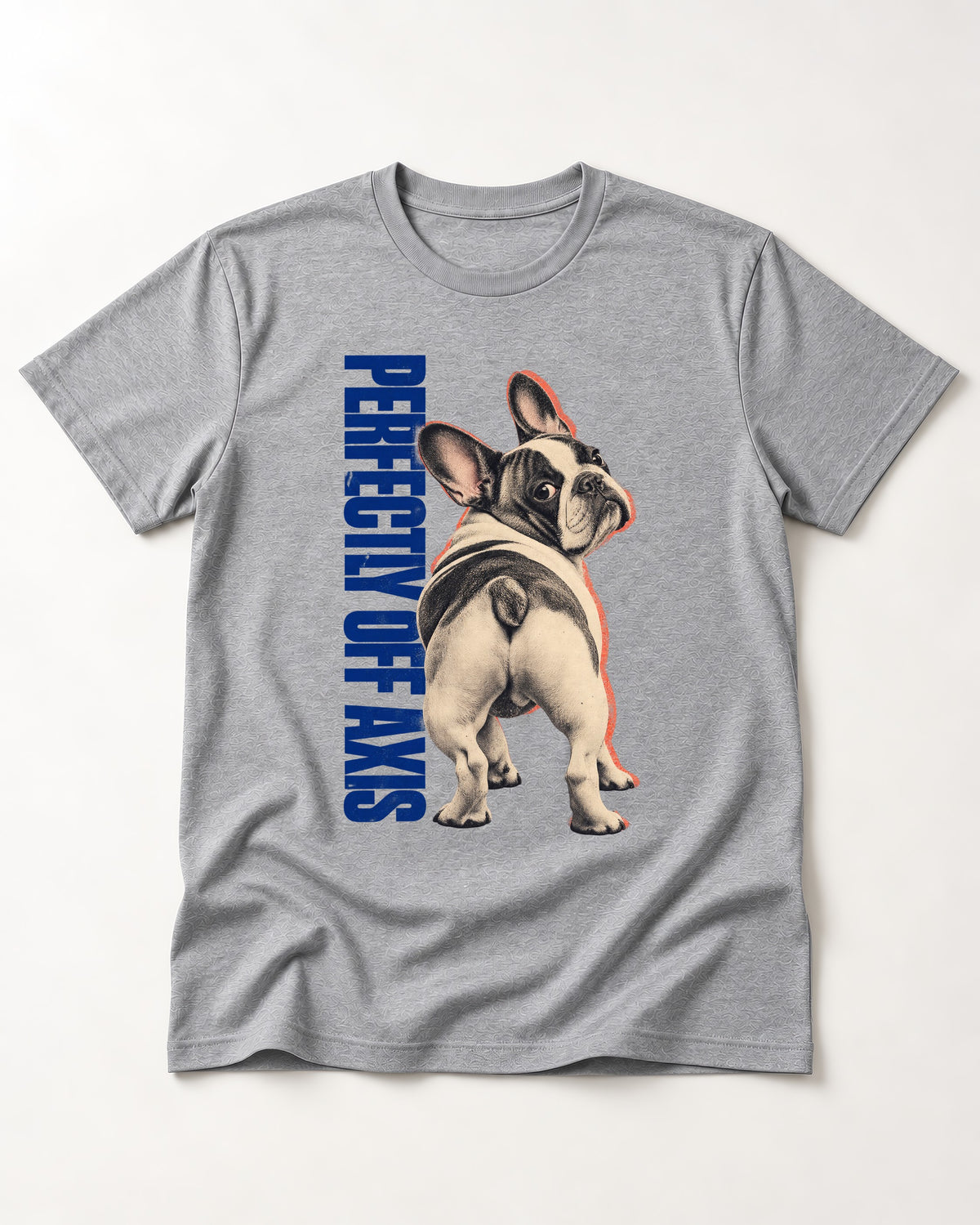 Perfectly Off Axis Frenchie T-Shirt in Sport Grey, flat lay product photo