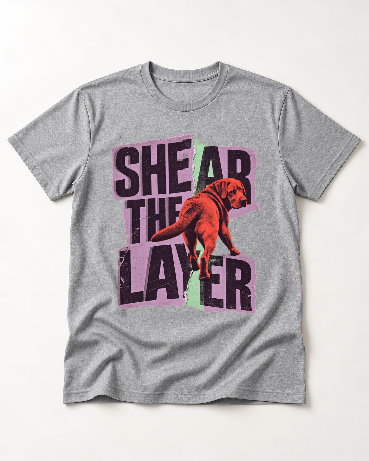 Labrador Retriever Shear the Layer Torn Paper Graphic T-Shirt in Sport Grey, flat lay product photo