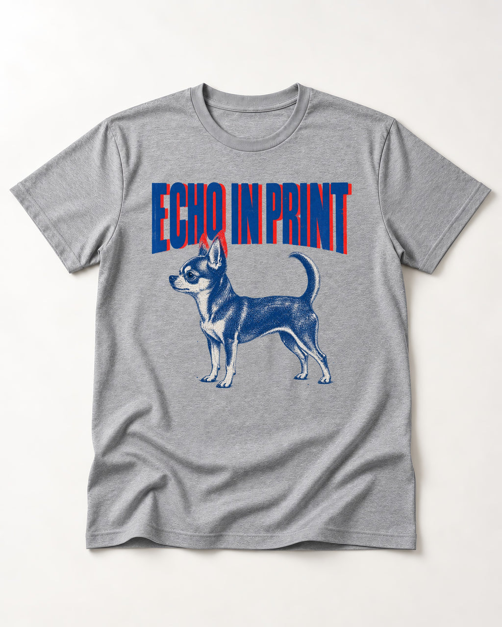 Chihuahua Echo T-Shirt in Sport Grey, flat lay product photo