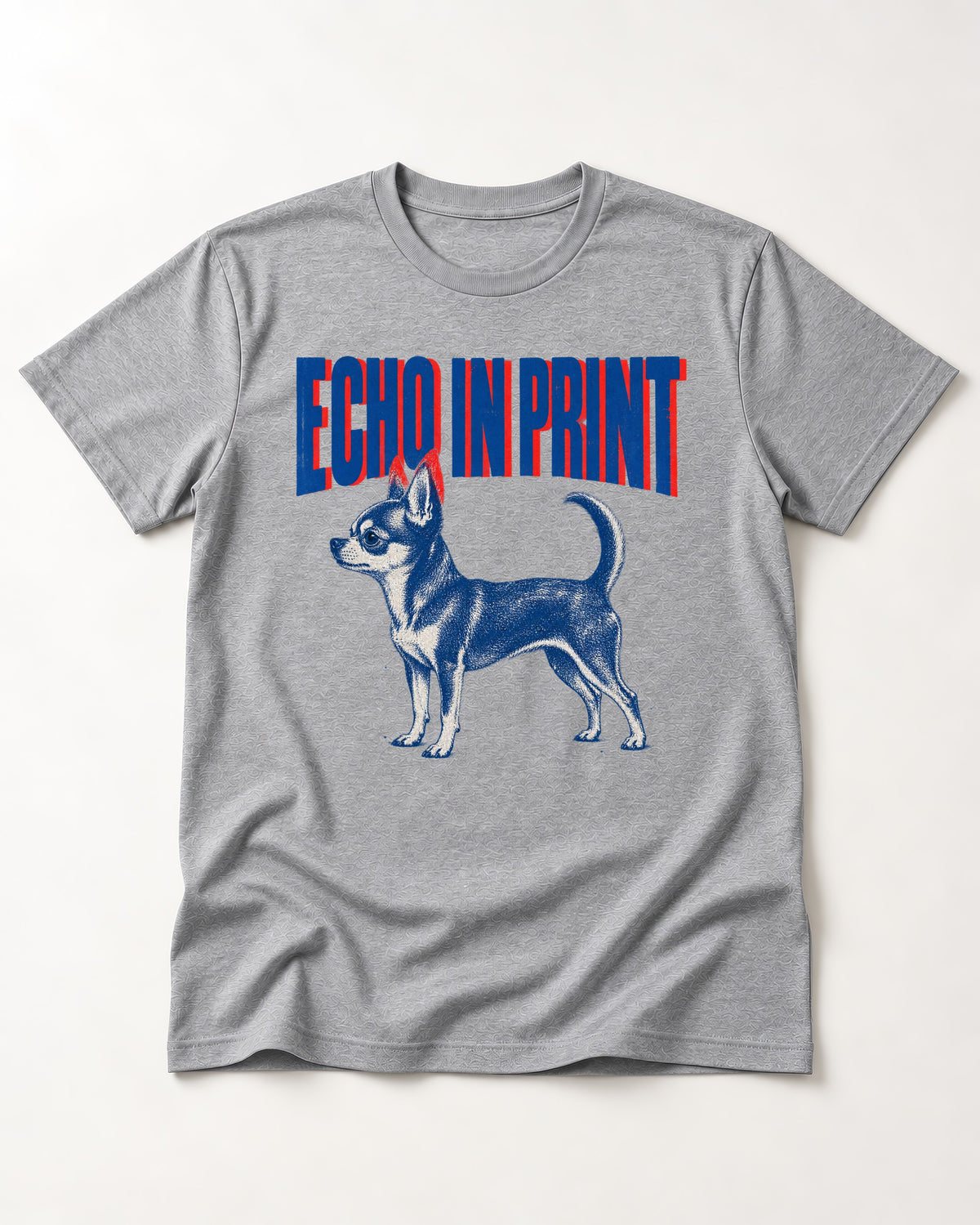 Chihuahua Echo T-Shirt in Sport Grey, flat lay product photo