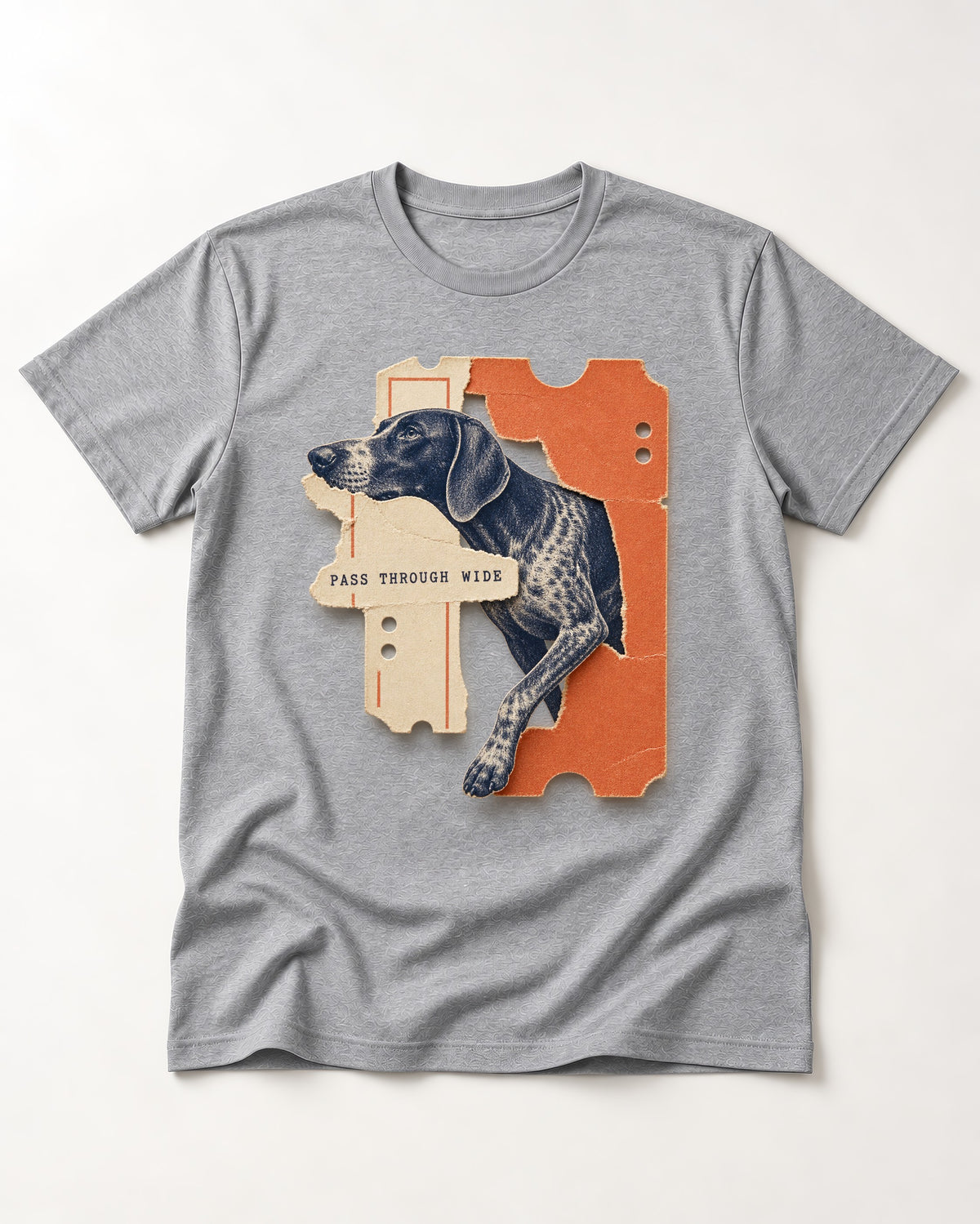 German Shorthaired Pointer Pass Through Wide Ticket Graphic T-Shirt in Sport Grey, flat lay product photo