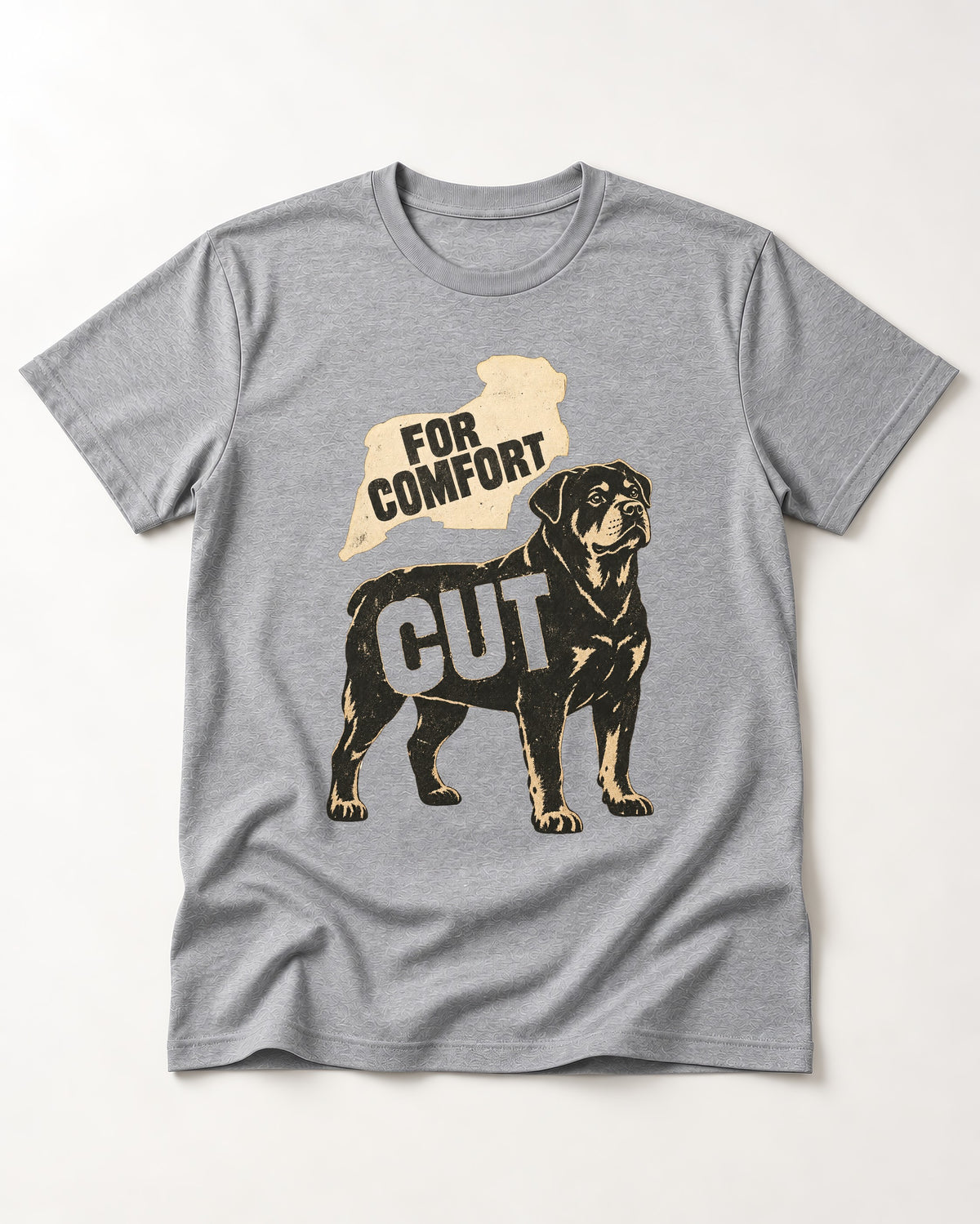 Rottweiler Cut for Comfort T-Shirt in Sport Grey, flat lay product photo