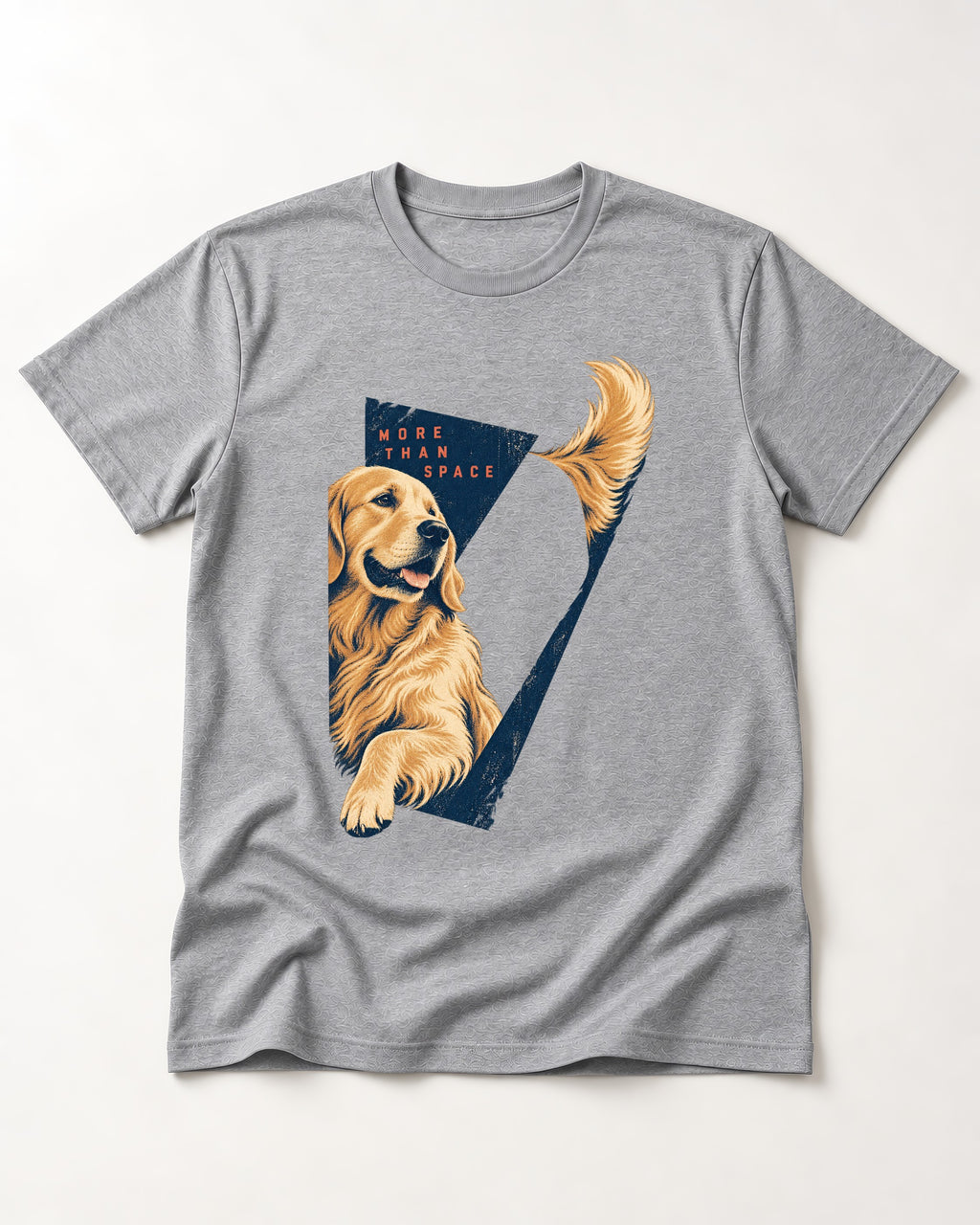 Golden Retriever More Than Space T-Shirt in Sport Grey, flat lay product photo
