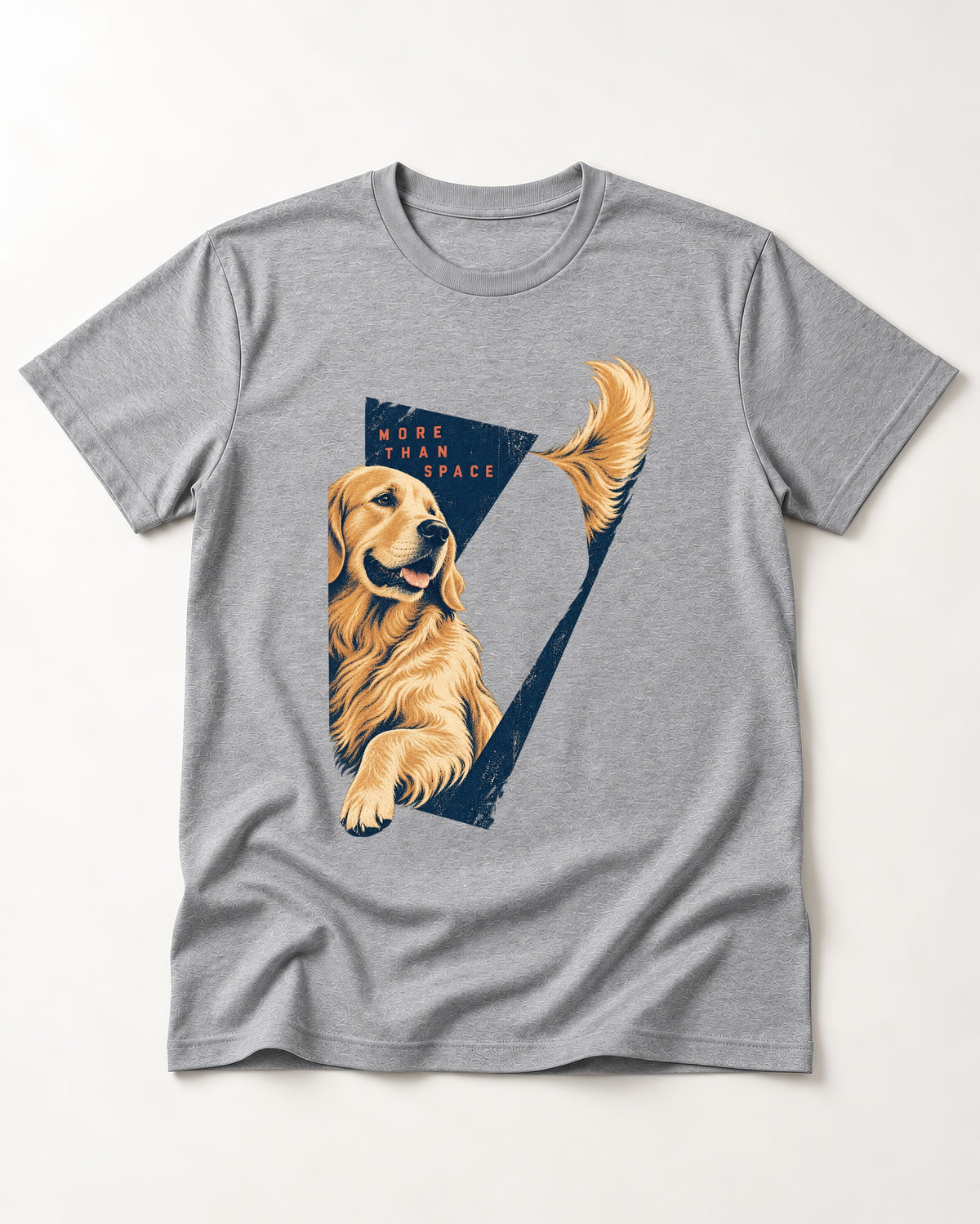 Golden Retriever More Than Space T-Shirt in Sport Grey, flat lay product photo