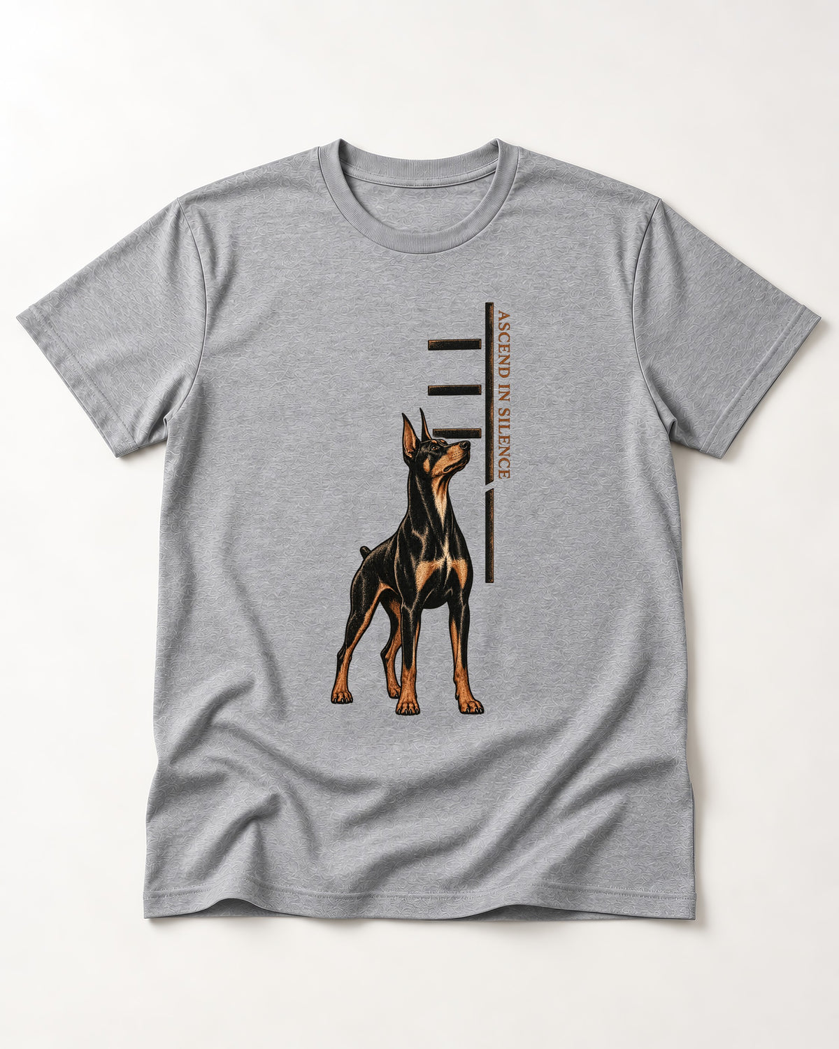 Doberman Ascend in Silence T-Shirt in Sport Grey, flat lay product photo