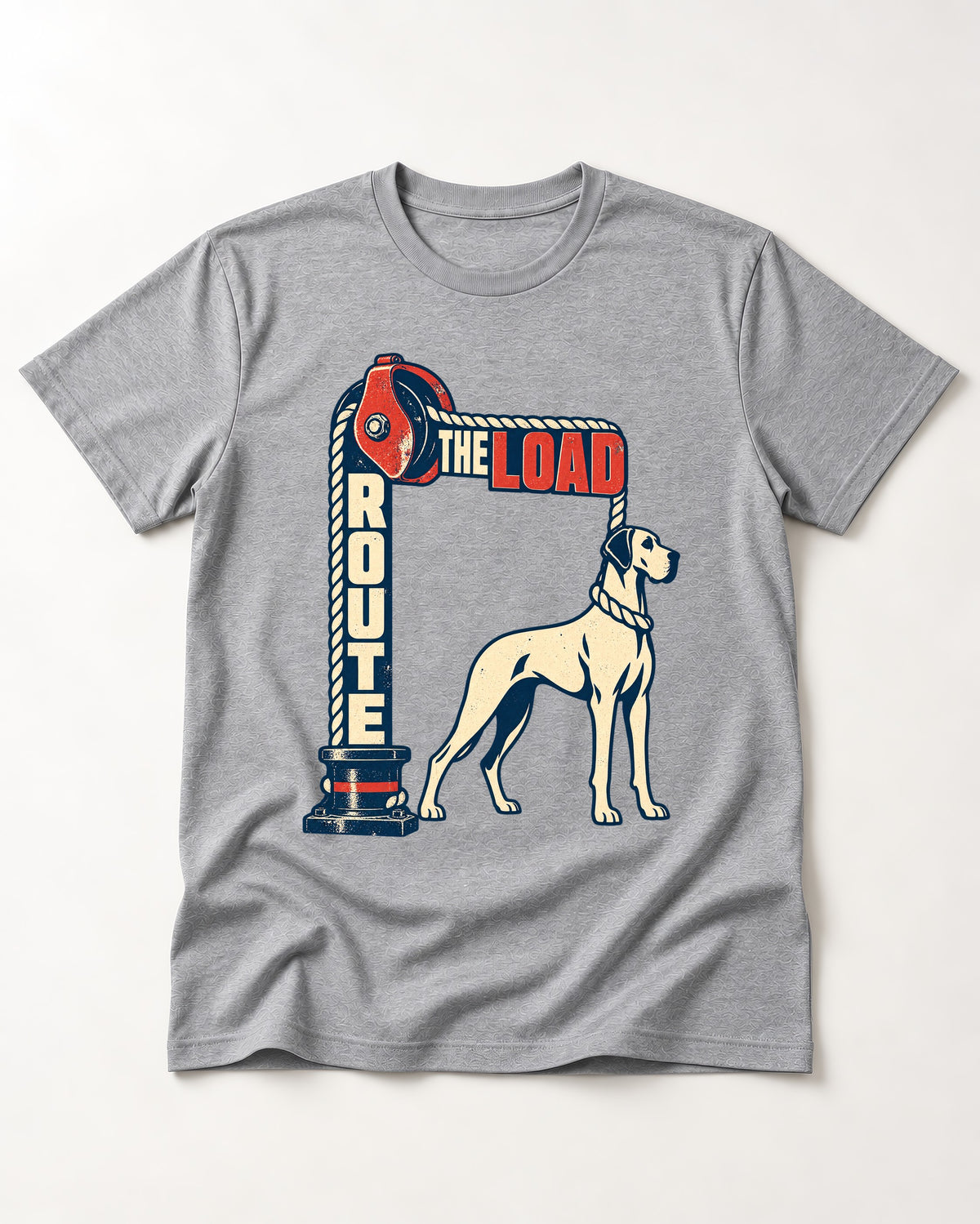 Great Dane Route the Load T-Shirt in Sport Grey, flat lay product photo
