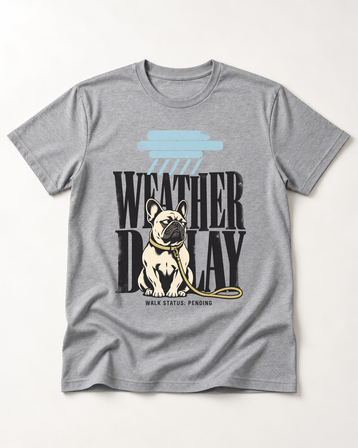 Frenchie Weather Delay T-Shirt in Sport Grey, flat lay product photo