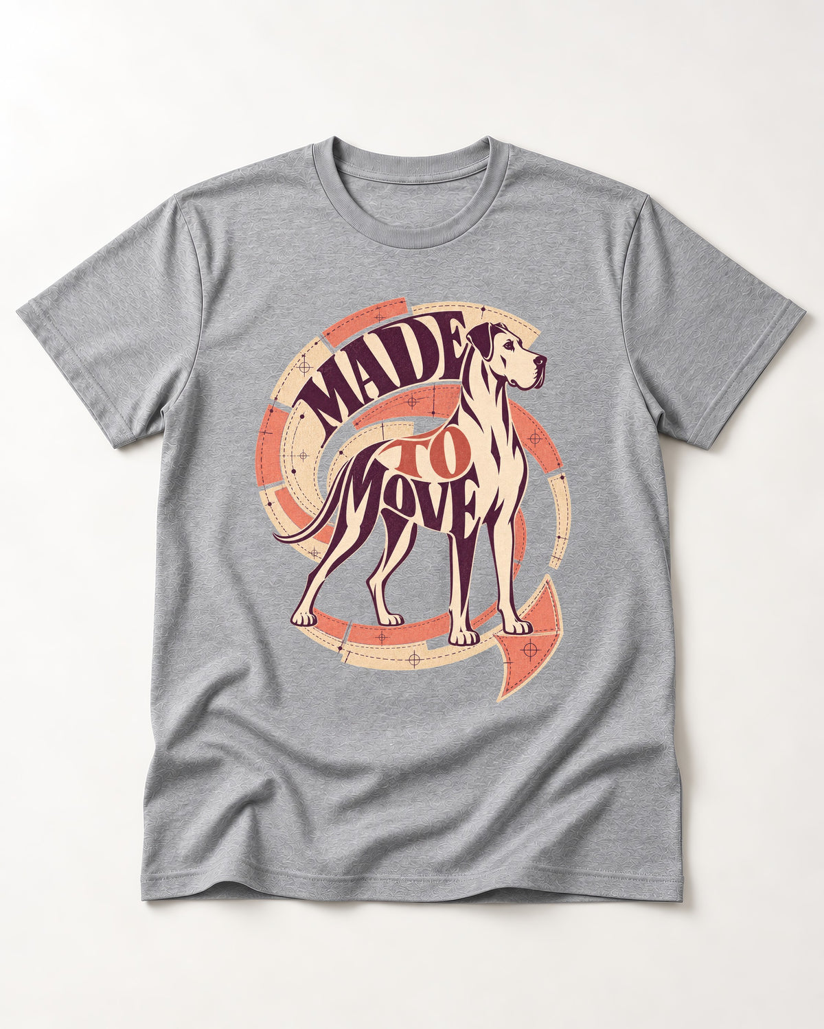 Great Dane Made to Move T-Shirt in Sport Grey, flat lay product photo