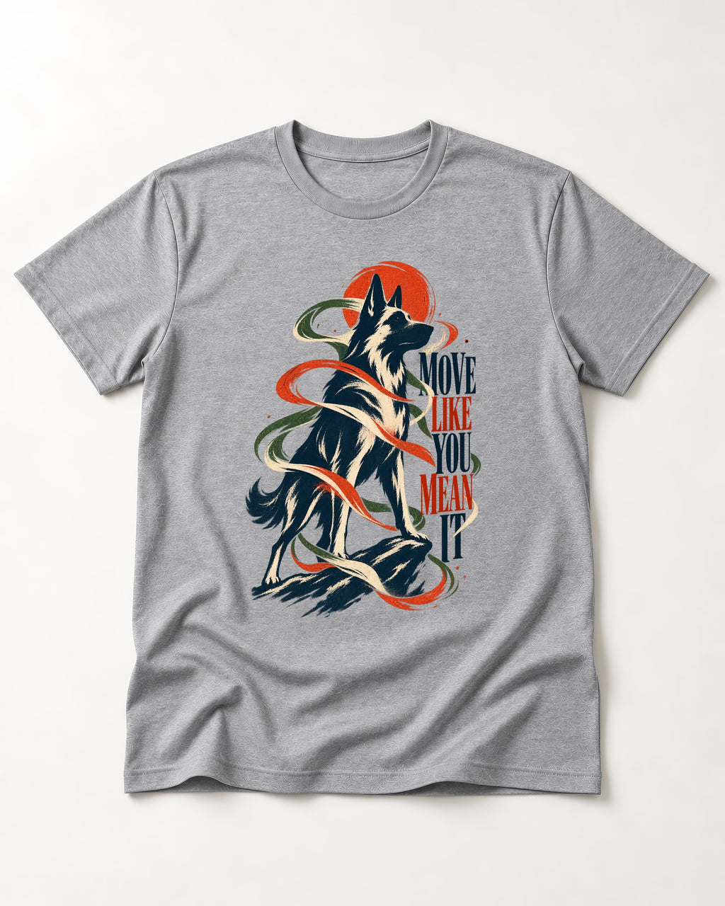 German Shepherd Dog Mean It T-Shirt in Sport Grey, flat lay product photo