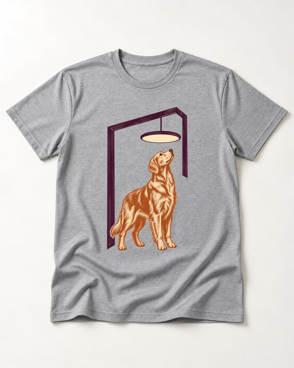Golden Retriever Bright Idea T-Shirt in Sport Grey, flat lay product photo