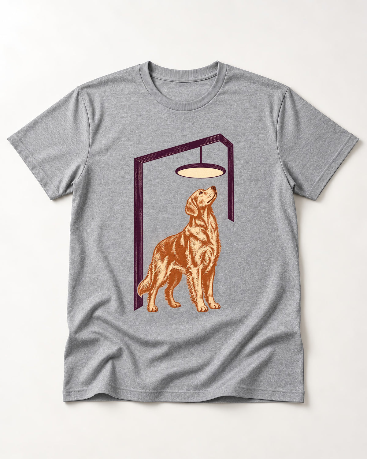 Golden Retriever Bright Idea T-Shirt in Sport Grey, flat lay product photo