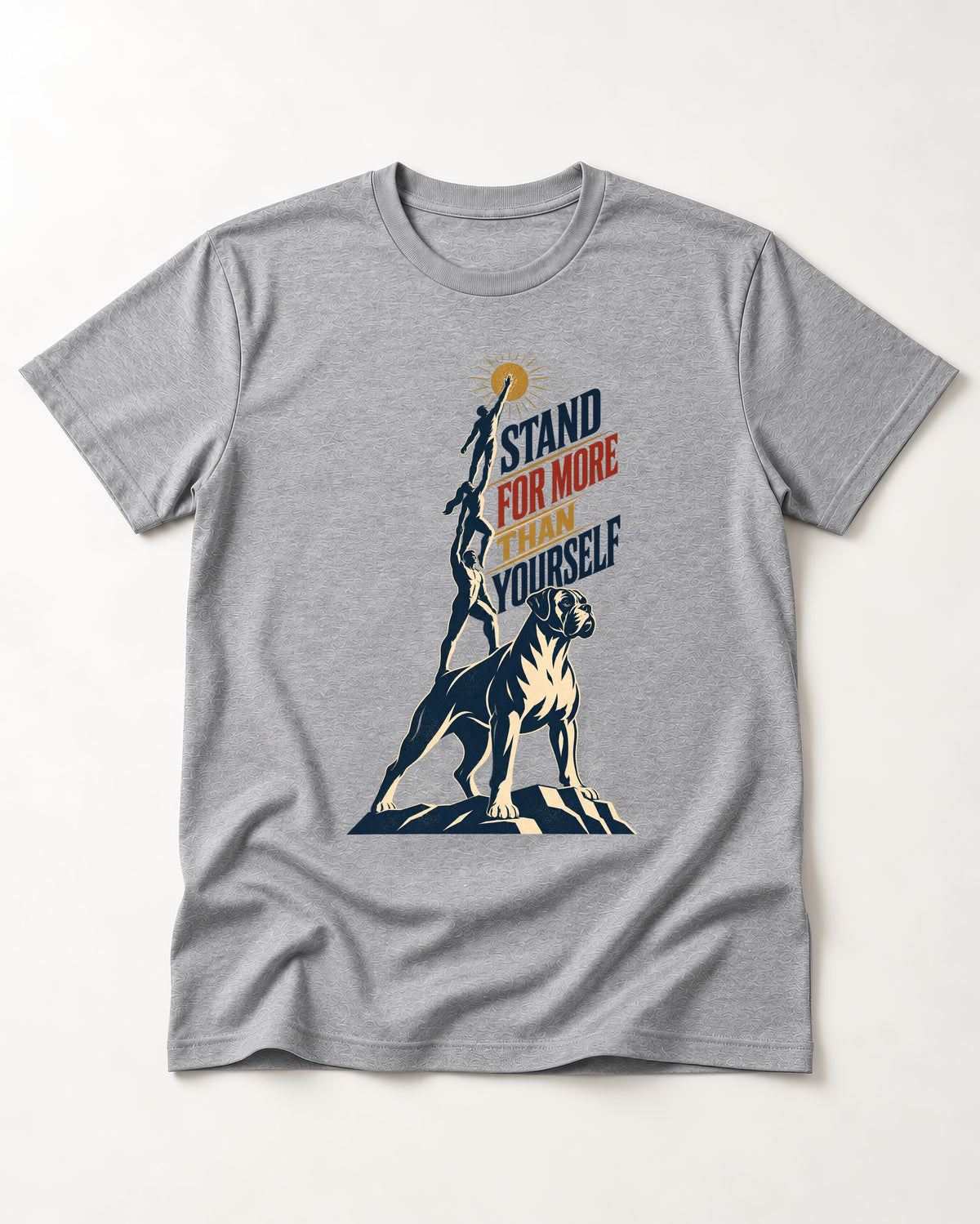 Boxer Stand for More T-Shirt in Sport Grey, flat lay product photo