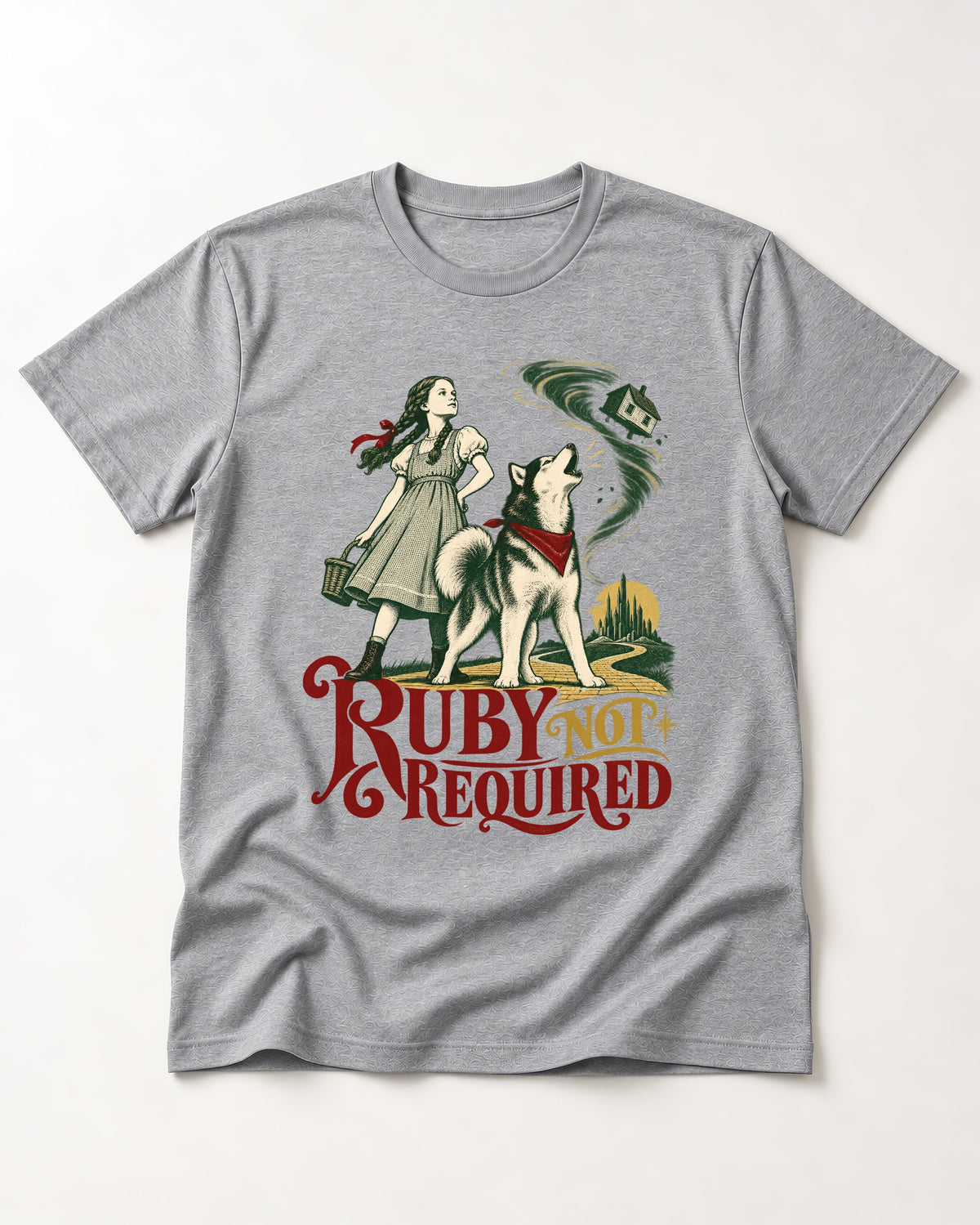 Ruby Not Required for Husky T-Shirt in Sport Grey, flat lay product photo