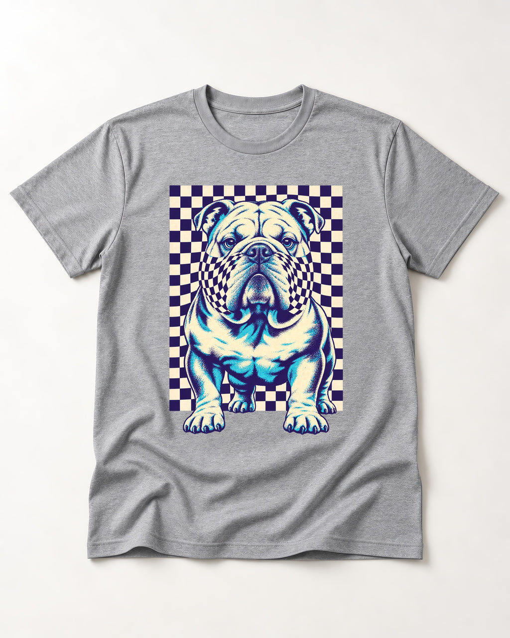 English Bulldog Double Take T-Shirt in Sport Grey, flat lay product photo