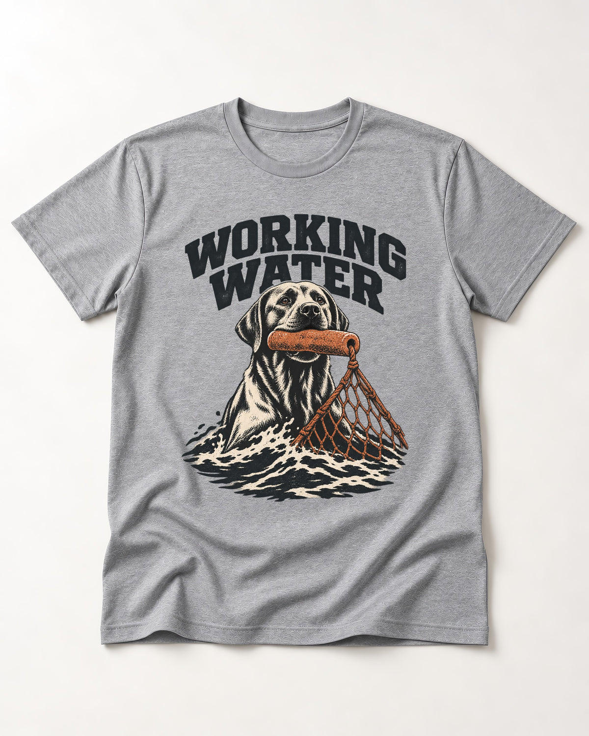 Working Water Labrador Retriever T-Shirt in Sport Grey, flat lay product photo