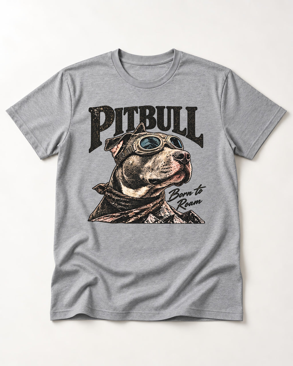 Pitbull Born to Roam T-Shirt in Sport Grey, flat lay product photo