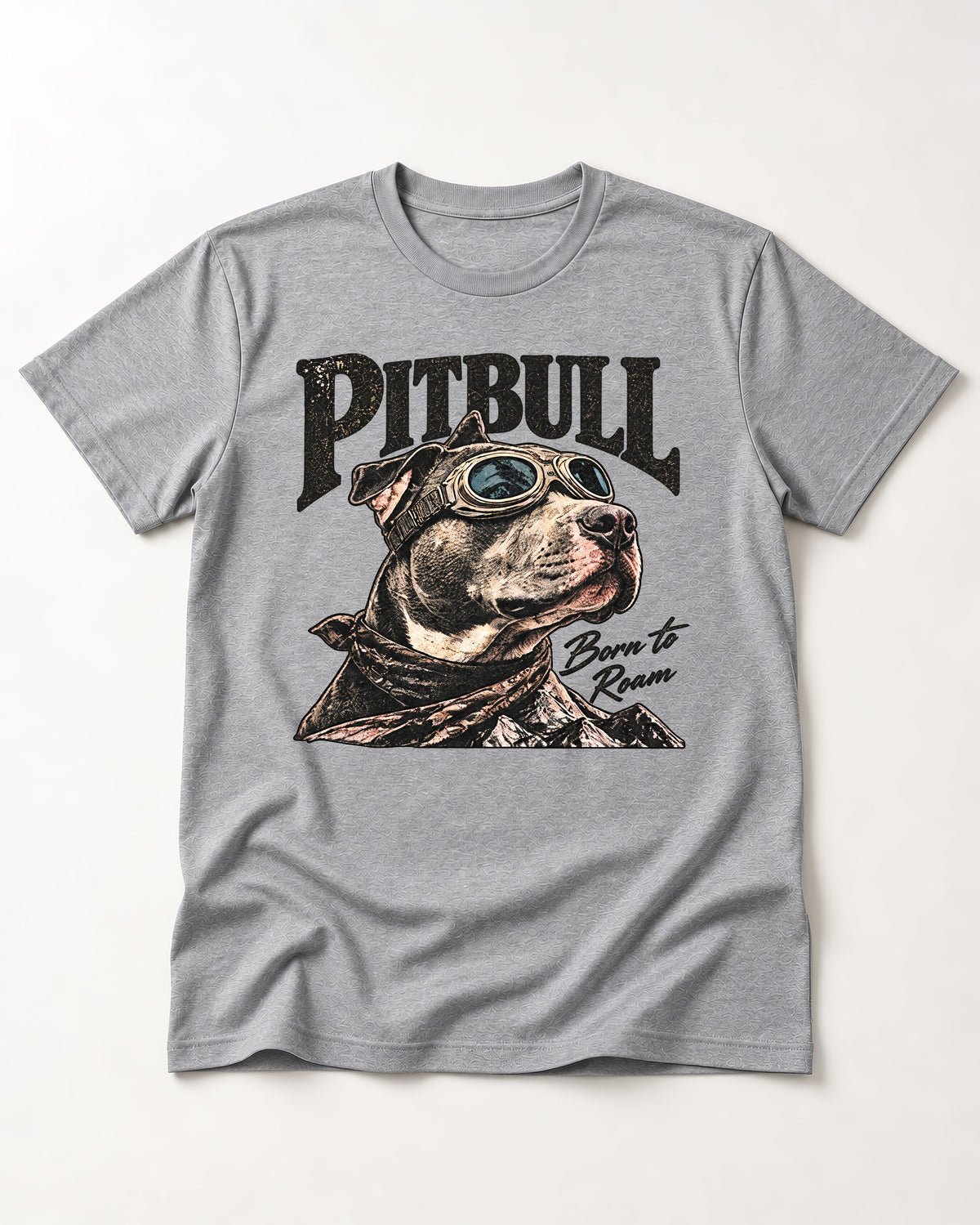 Pitbull Born to Roam T-Shirt in Sport Grey, flat lay product photo