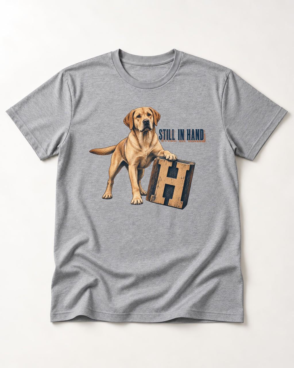 Labrador Retriever Still in Hand T-Shirt in Sport Grey, flat lay product photo