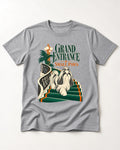Shih Tzu Grand Entrance Small Paws Staircase Graphic T-Shirt in Sport Grey, flat lay product photo