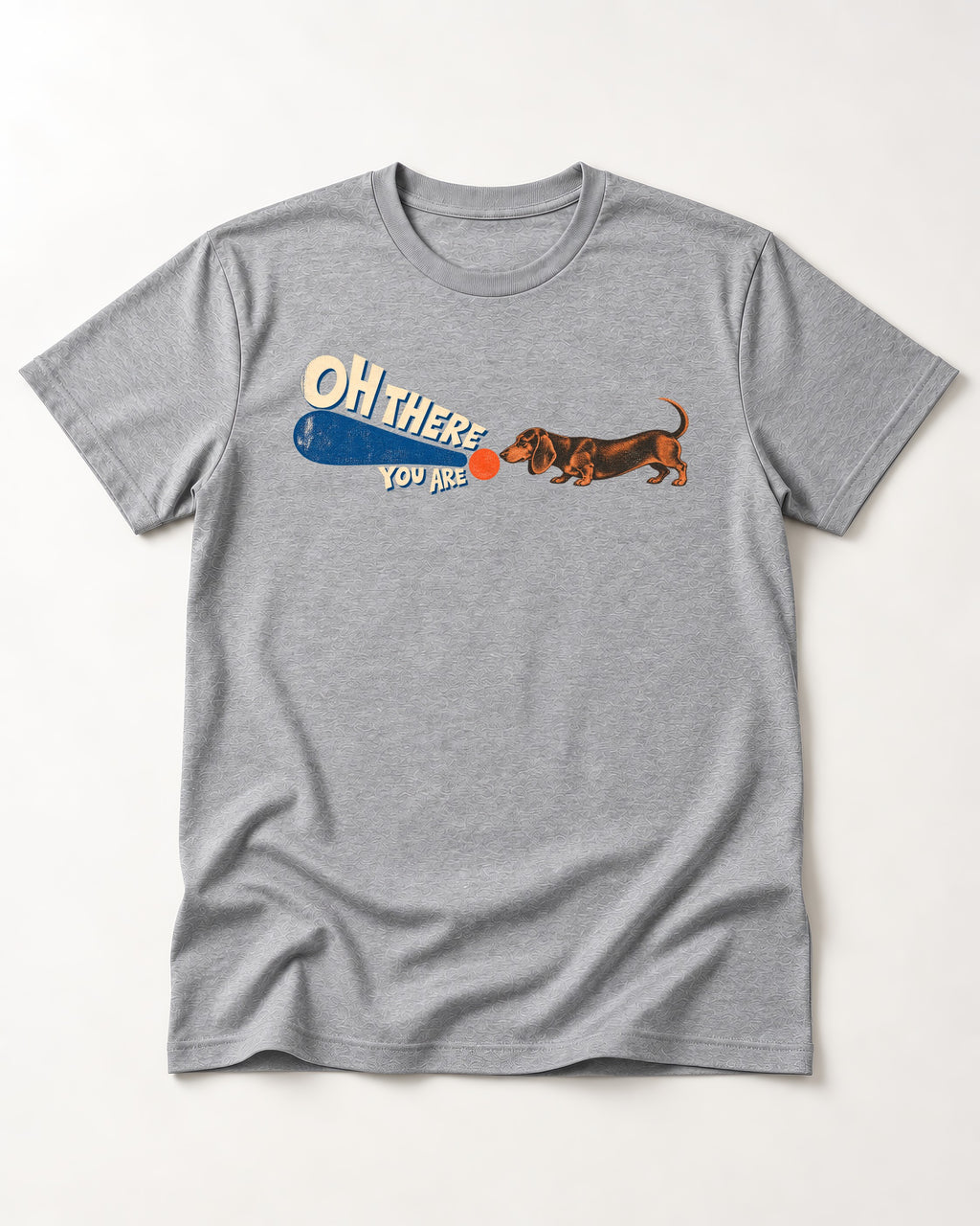 Dachshund Oh There You Are Ball Graphic T-Shirt in Sport Grey, flat lay product photo