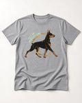 Doberman Set in Perfect Time Clock Stride Graphic T-Shirt in Sport Grey, flat lay product photo