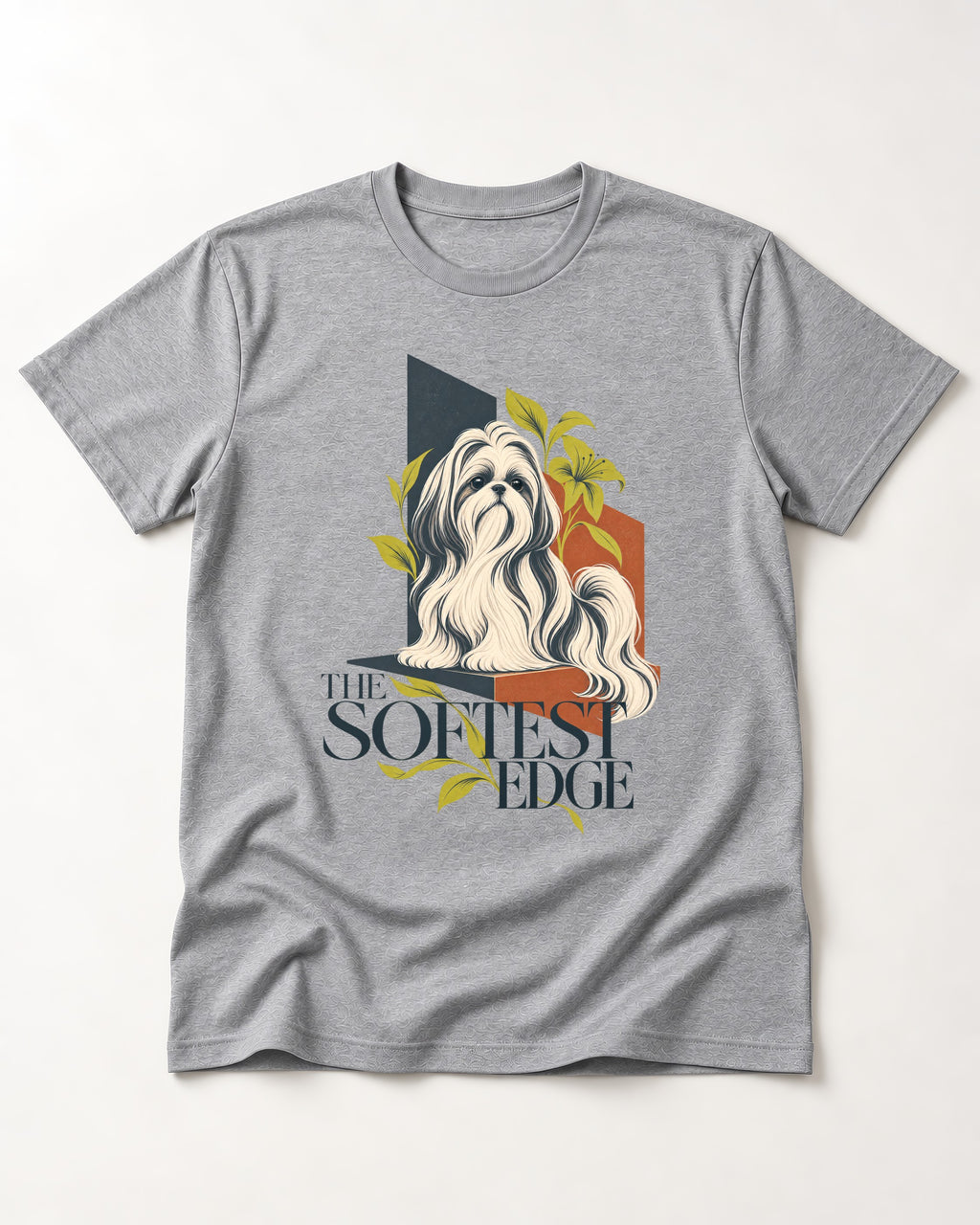 Shih Tzu The Softest Edge T-Shirt in Sport Grey, flat lay product photo