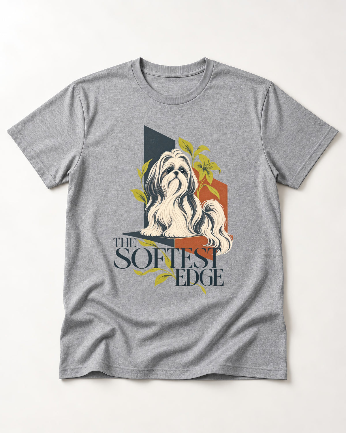 Shih Tzu The Softest Edge T-Shirt in Sport Grey, flat lay product photo