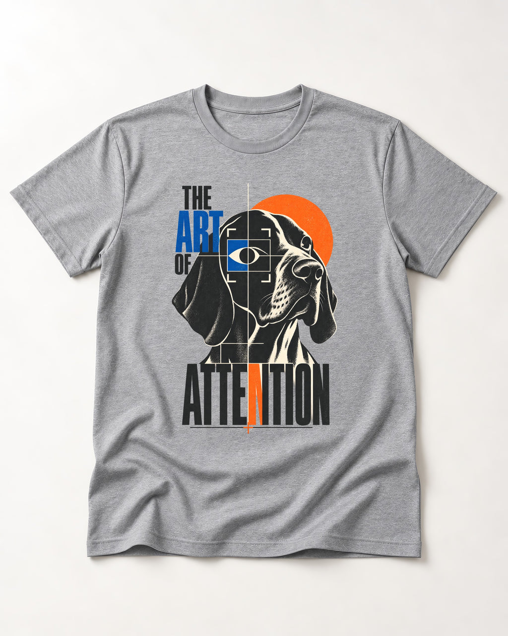 German Shorthaired Pointer Attention T-Shirt in Sport Grey, flat lay product photo