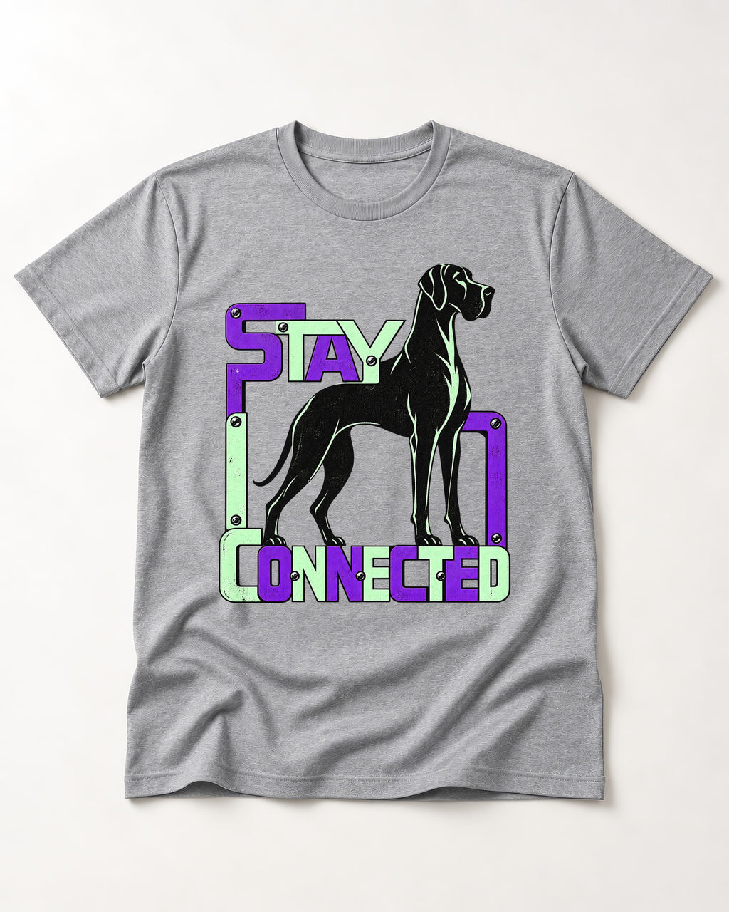 Great Dane Stay Connected Modular Frame Graphic T-Shirt in Sport Grey, flat lay product photo