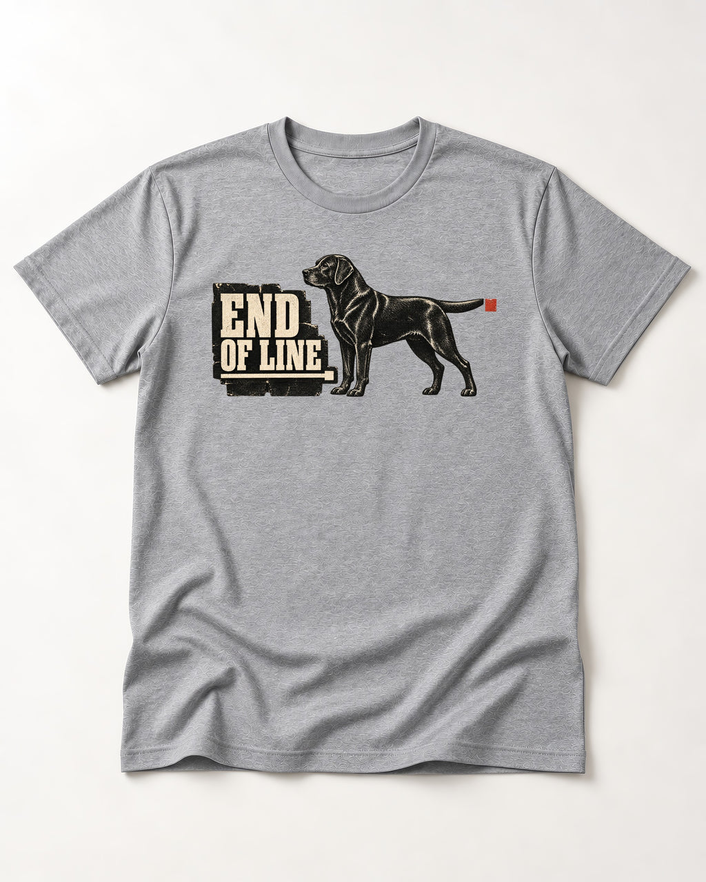 End of Line Labrador Retriever T-Shirt in Sport Grey, flat lay product photo
