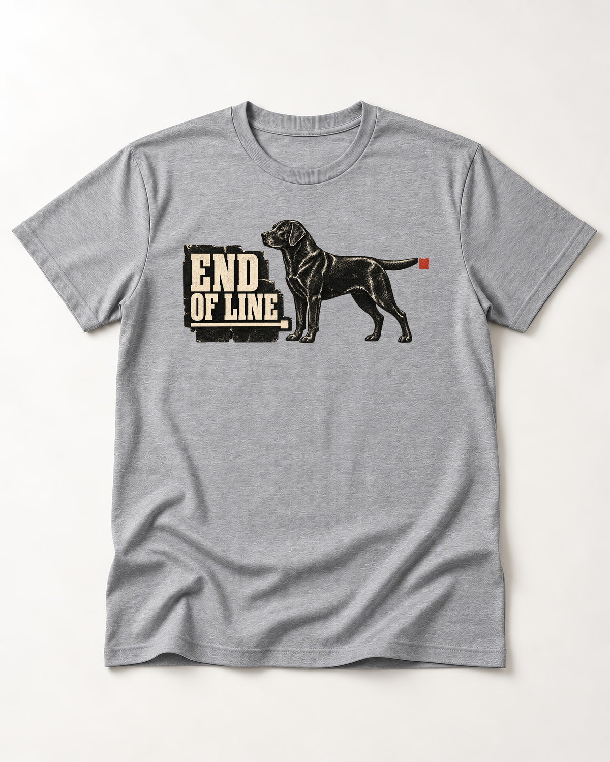 End of Line Labrador Retriever T-Shirt in Sport Grey, flat lay product photo