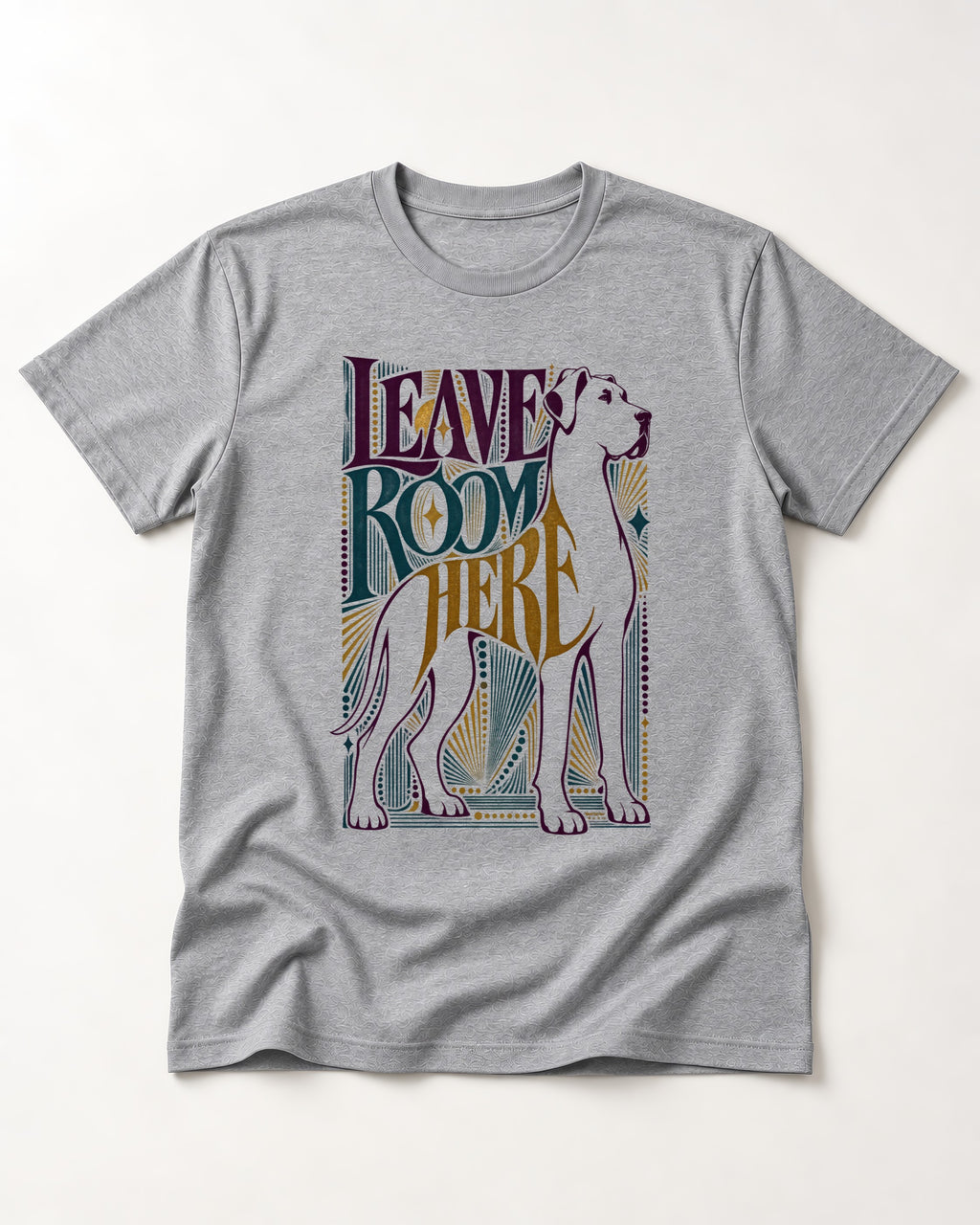 Leave Room for Great Dane T-Shirt in Sport Grey, flat lay product photo