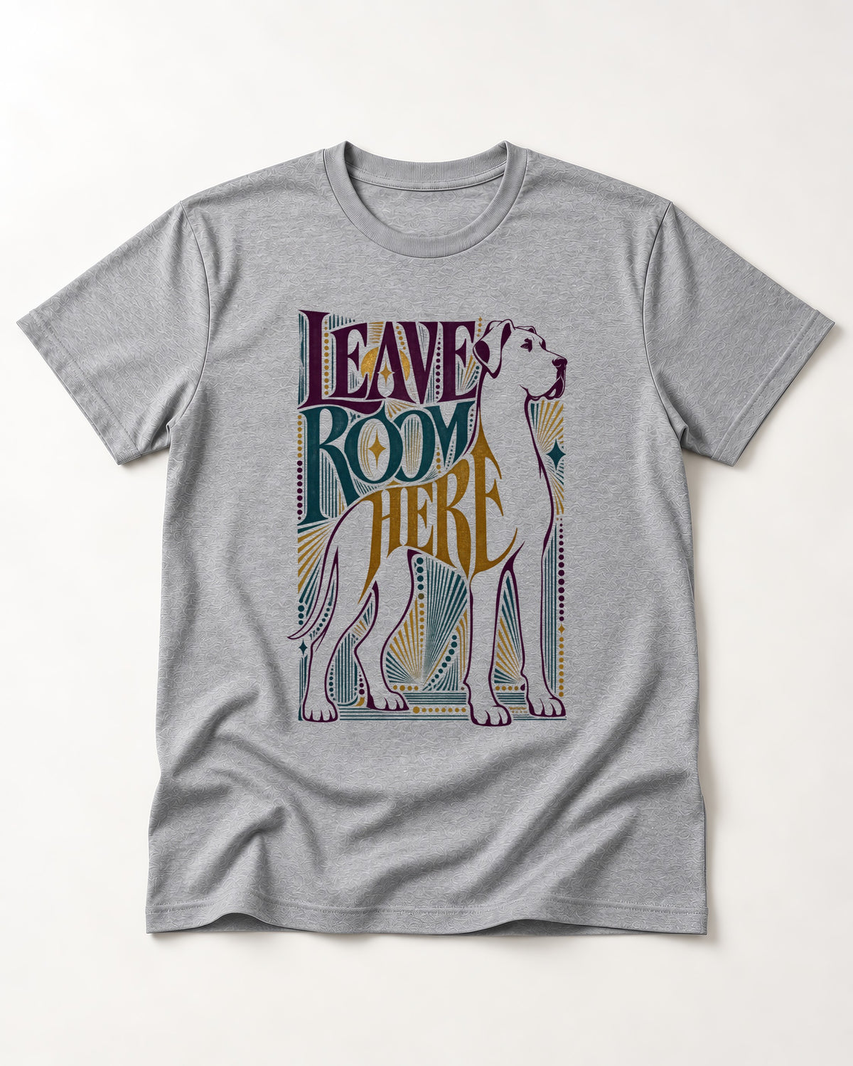 Leave Room for Great Dane T-Shirt in Sport Grey, flat lay product photo