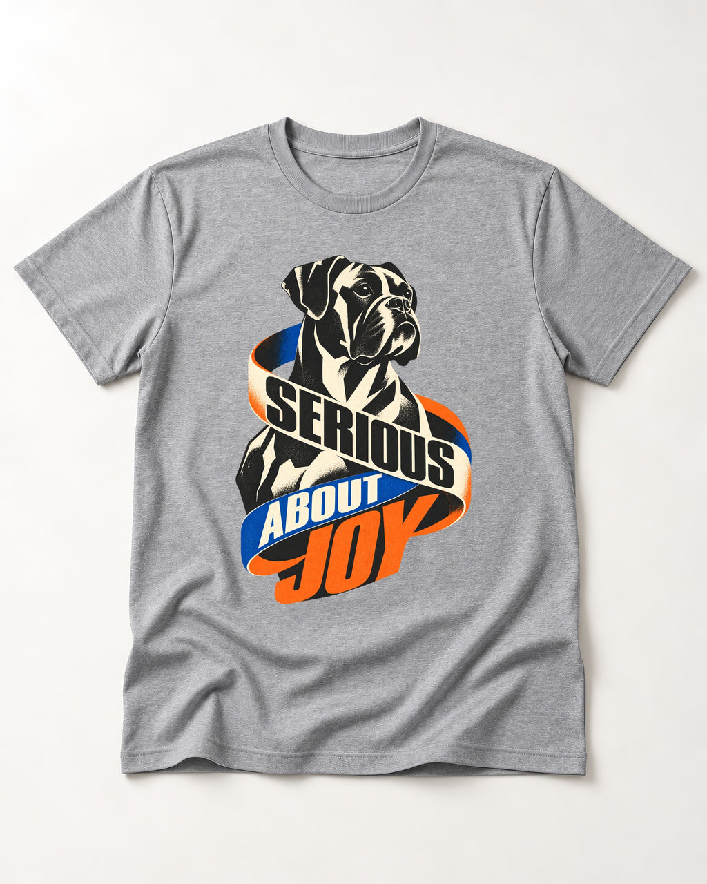 Boxer Serious About Joy T-Shirt in Sport Grey, flat lay product photo
