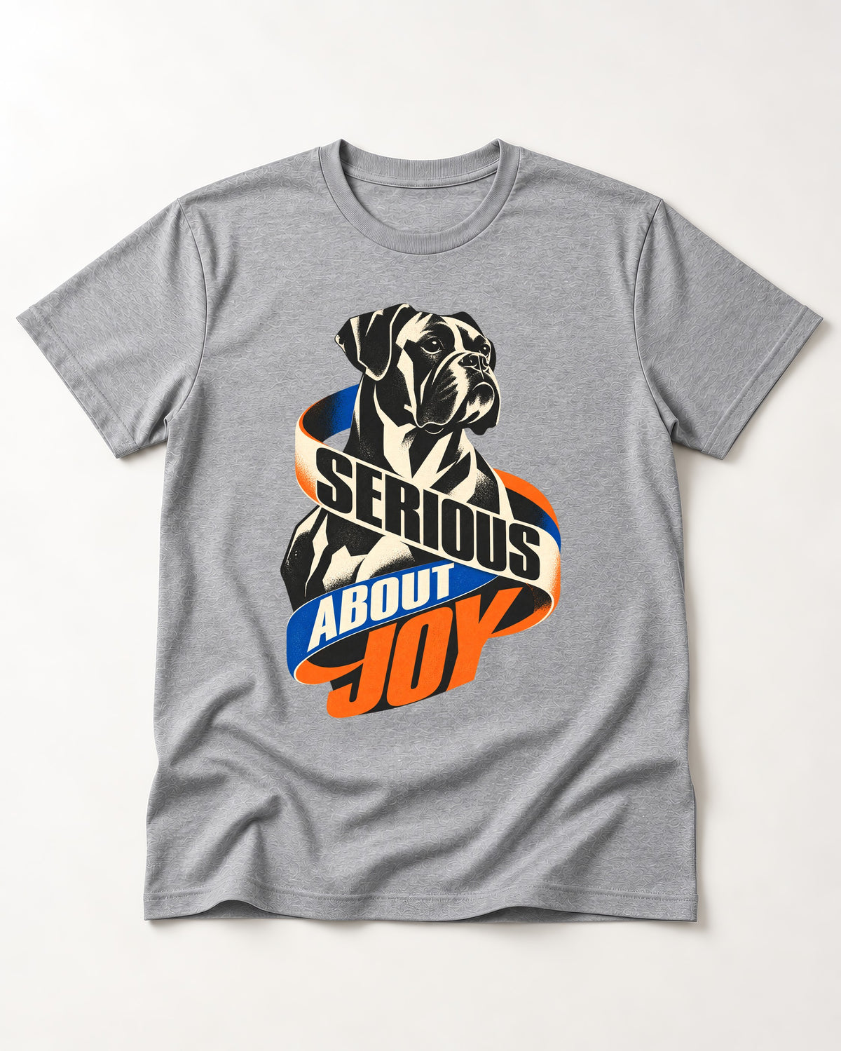 Boxer Serious About Joy T-Shirt in Sport Grey, flat lay product photo
