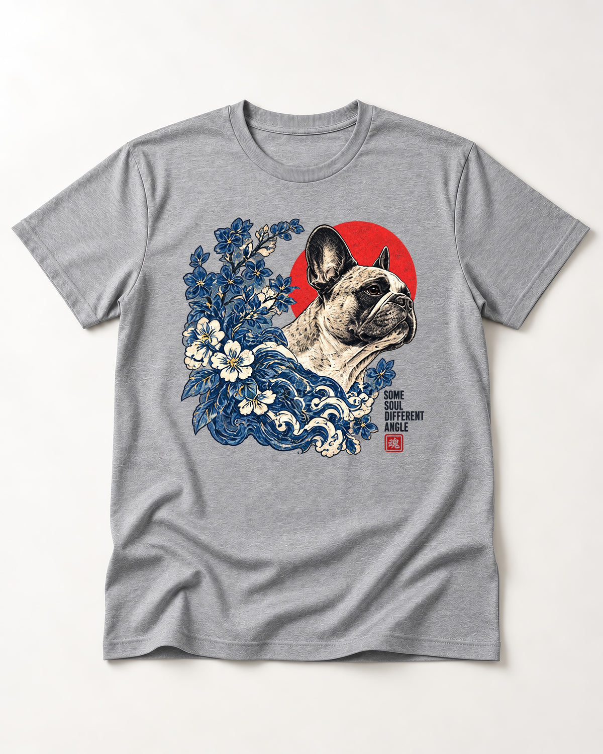 Some Soul Different Angle Frenchie T-Shirt in Sport Grey, flat lay product photo