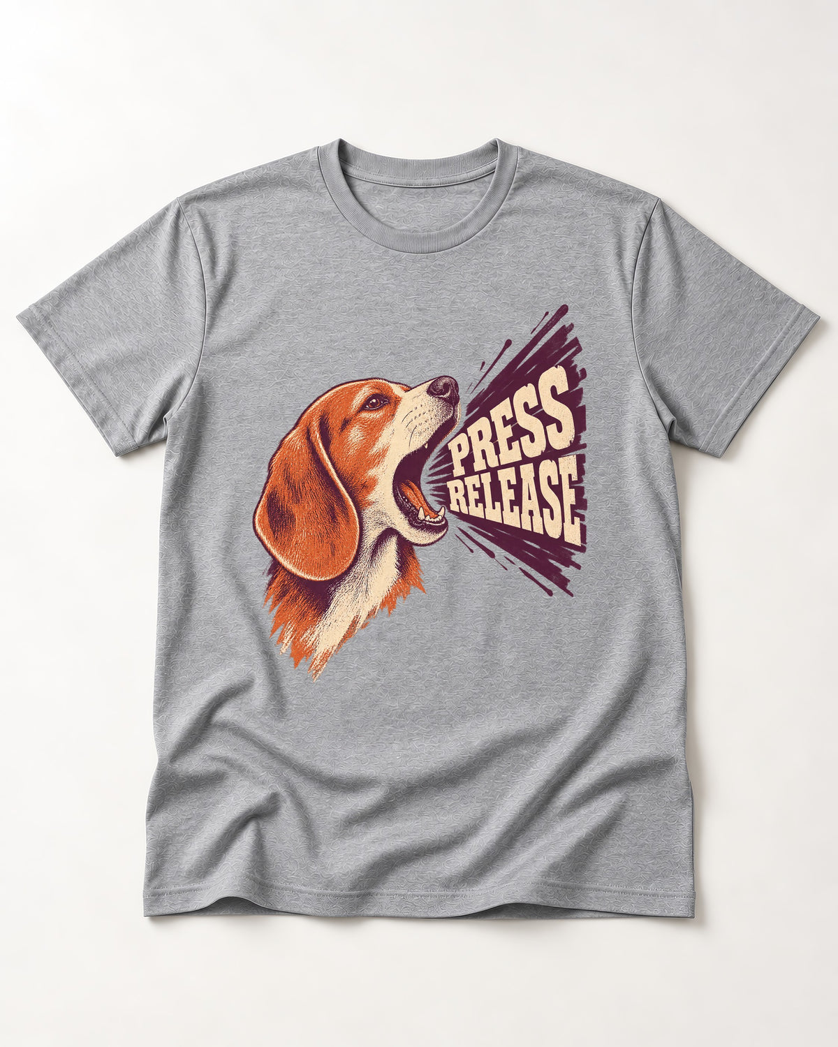 Beagle Press Release T-Shirt in Sport Grey, flat lay product photo