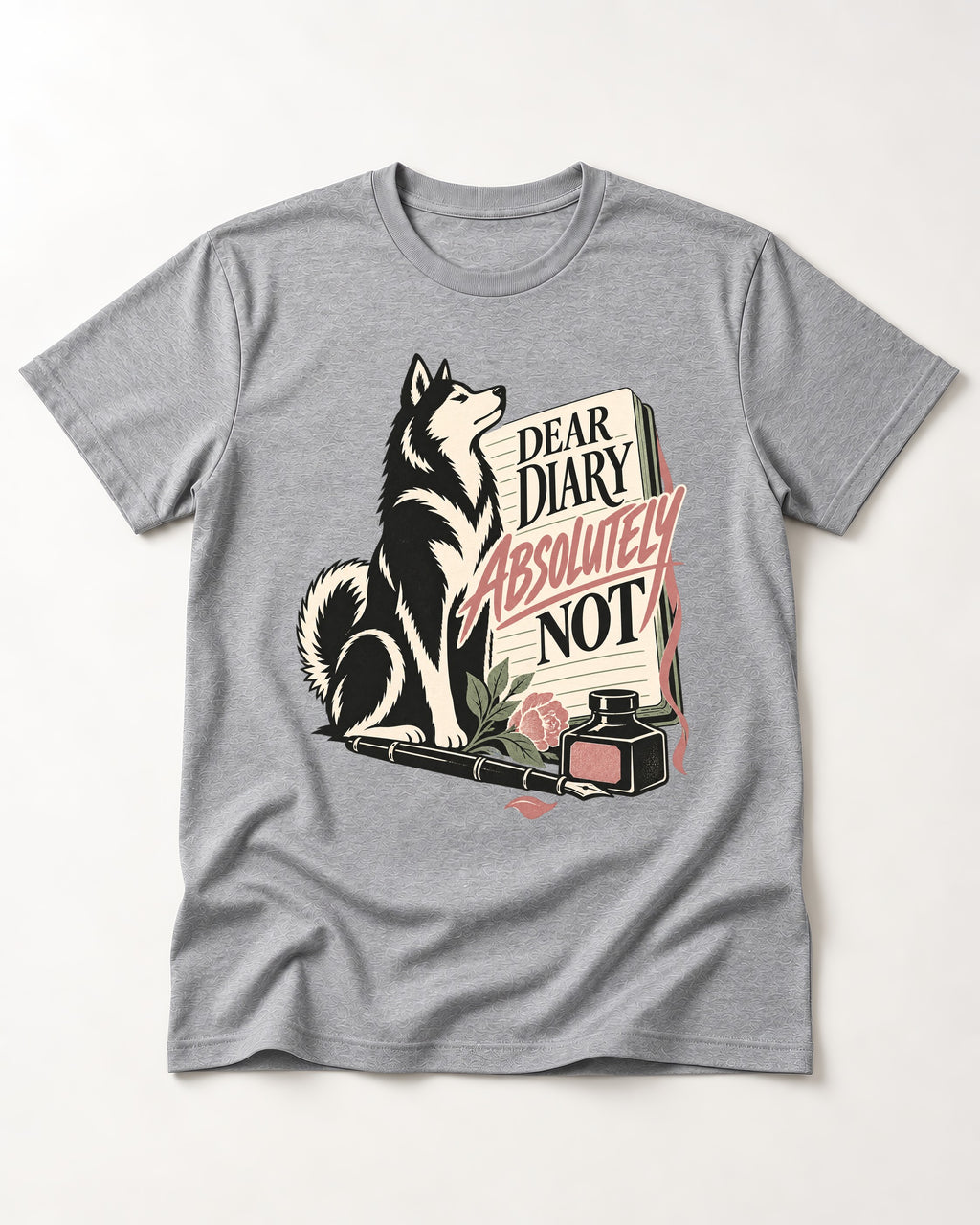 Husky Absolutely Not T-Shirt in Sport Grey, flat lay product photo