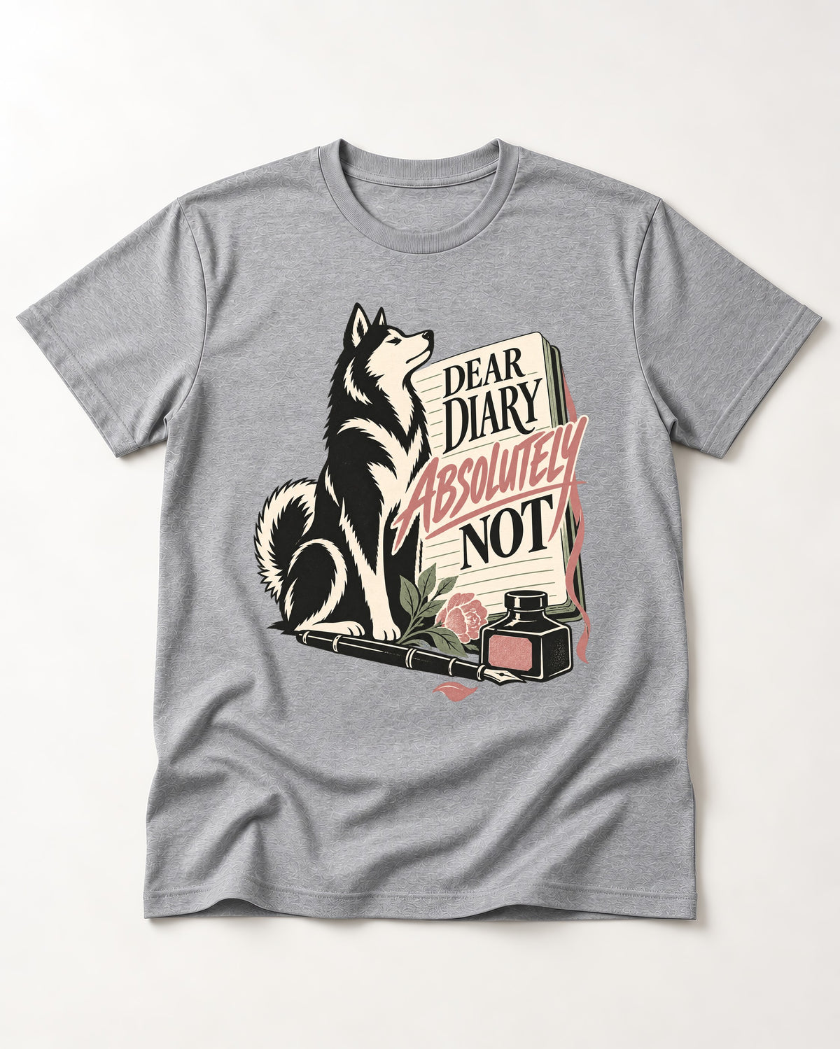 Husky Absolutely Not T-Shirt in Sport Grey, flat lay product photo