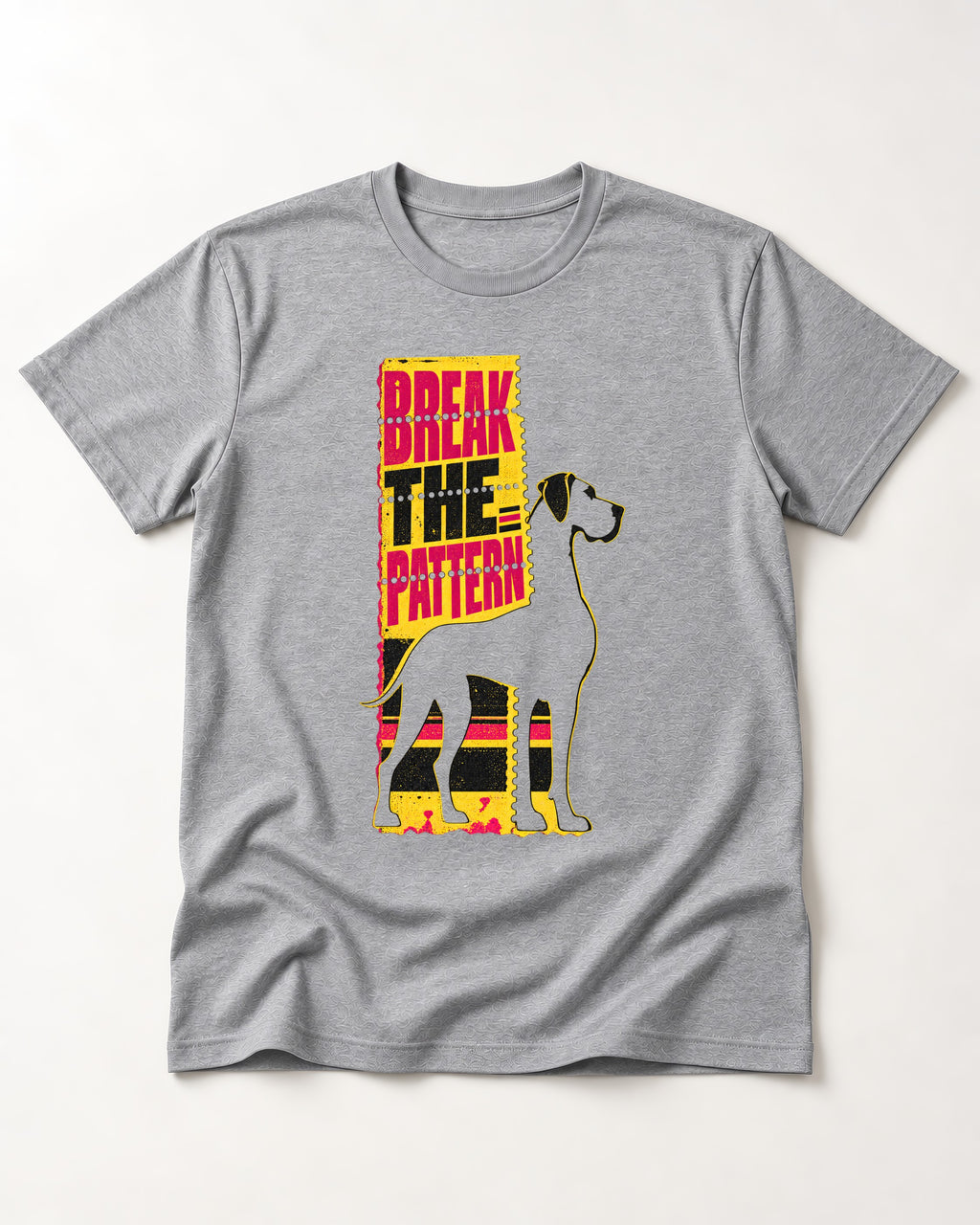 Great Dane Break the Pattern T-Shirt in Sport Grey, flat lay product photo