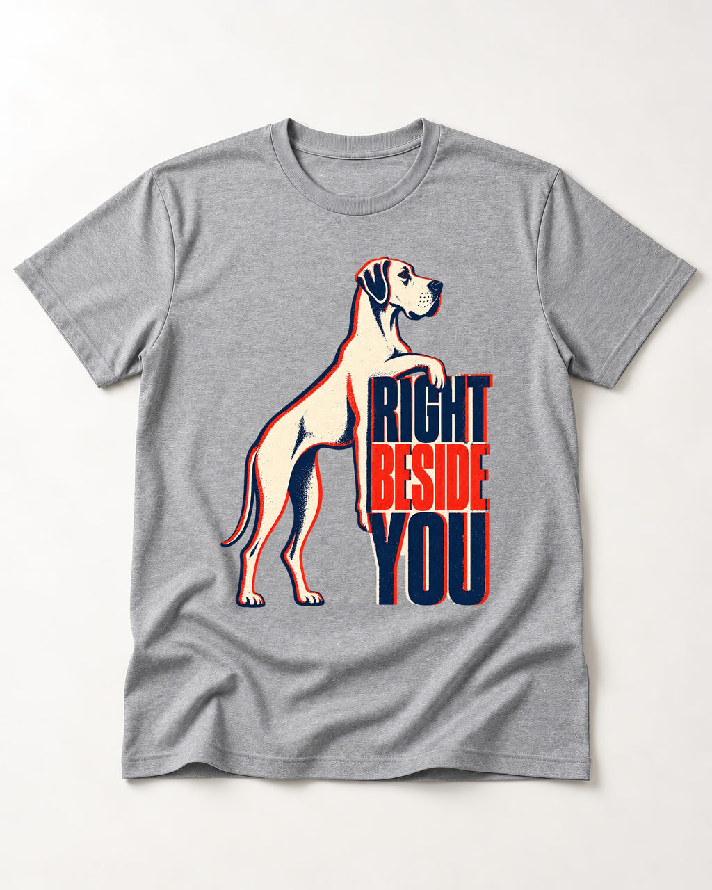 Great Dane Right Beside You T-Shirt in Sport Grey, flat lay product photo