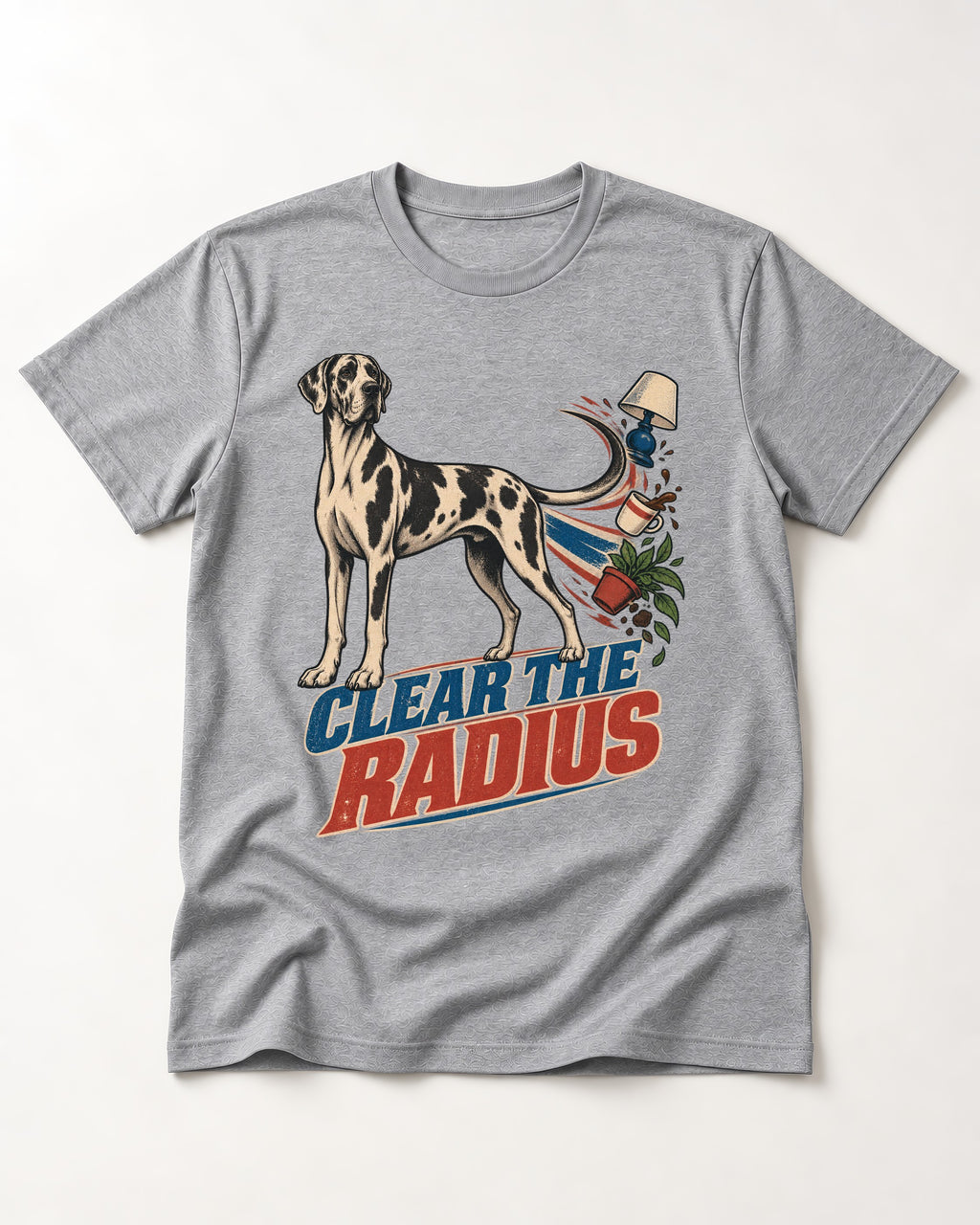 Great Dane Clear the Radius T-Shirt in Sport Grey, flat lay product photo