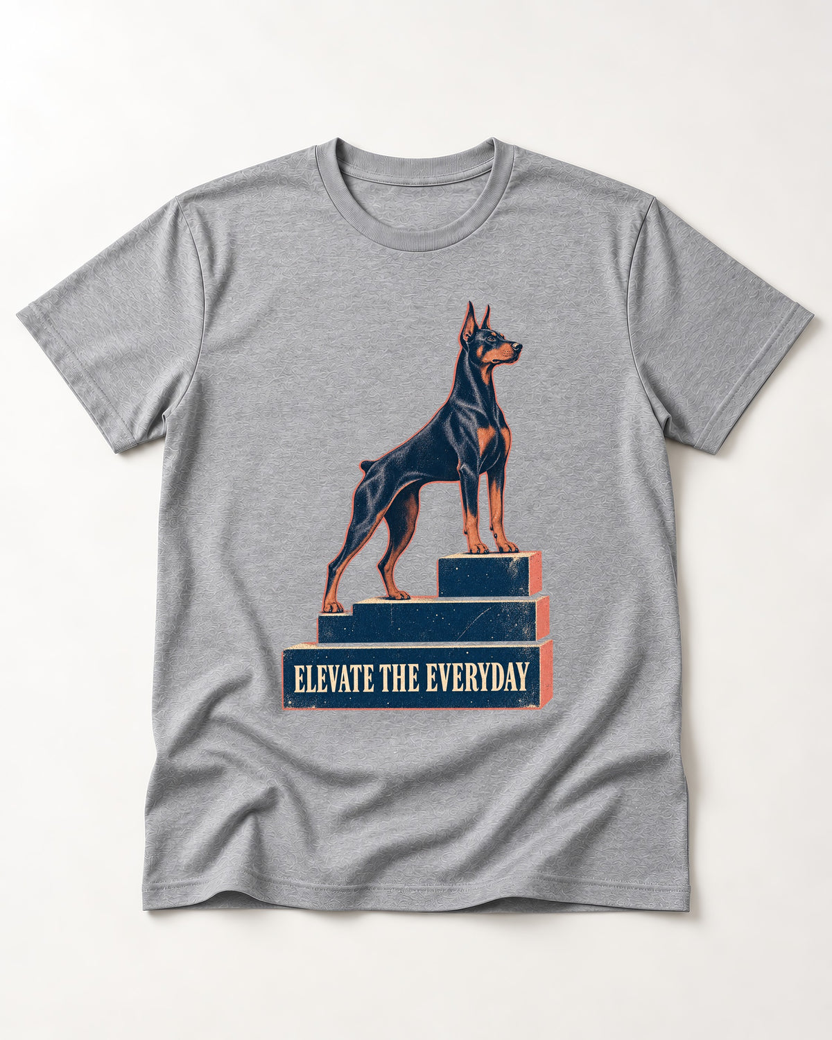 Doberman Elevate the Everyday Podium Graphic T-Shirt in Sport Grey, flat lay product photo