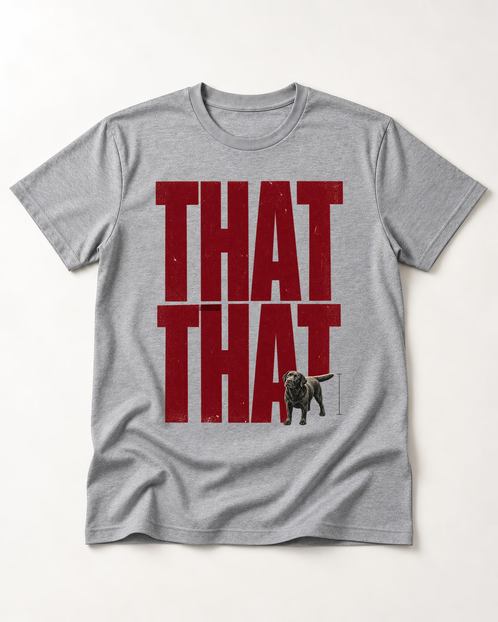 That That Labrador Retriever T-Shirt in Sport Grey, flat lay product photo